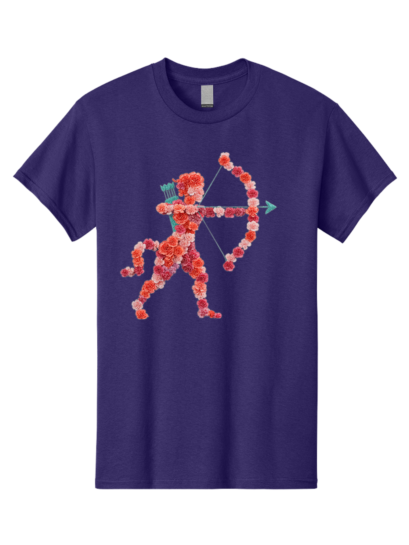 Cupid Men'S Graphic Tee, 100% Cotton, Comfortable Casual Summer Wear, Machine Washable, Cupid Made Of Flowers, Floral Art, Cute Cupid, Flower Power, Love Symbol, Valentine'S Day, Romance, Bow And Arrow, Pink Roses Bae168