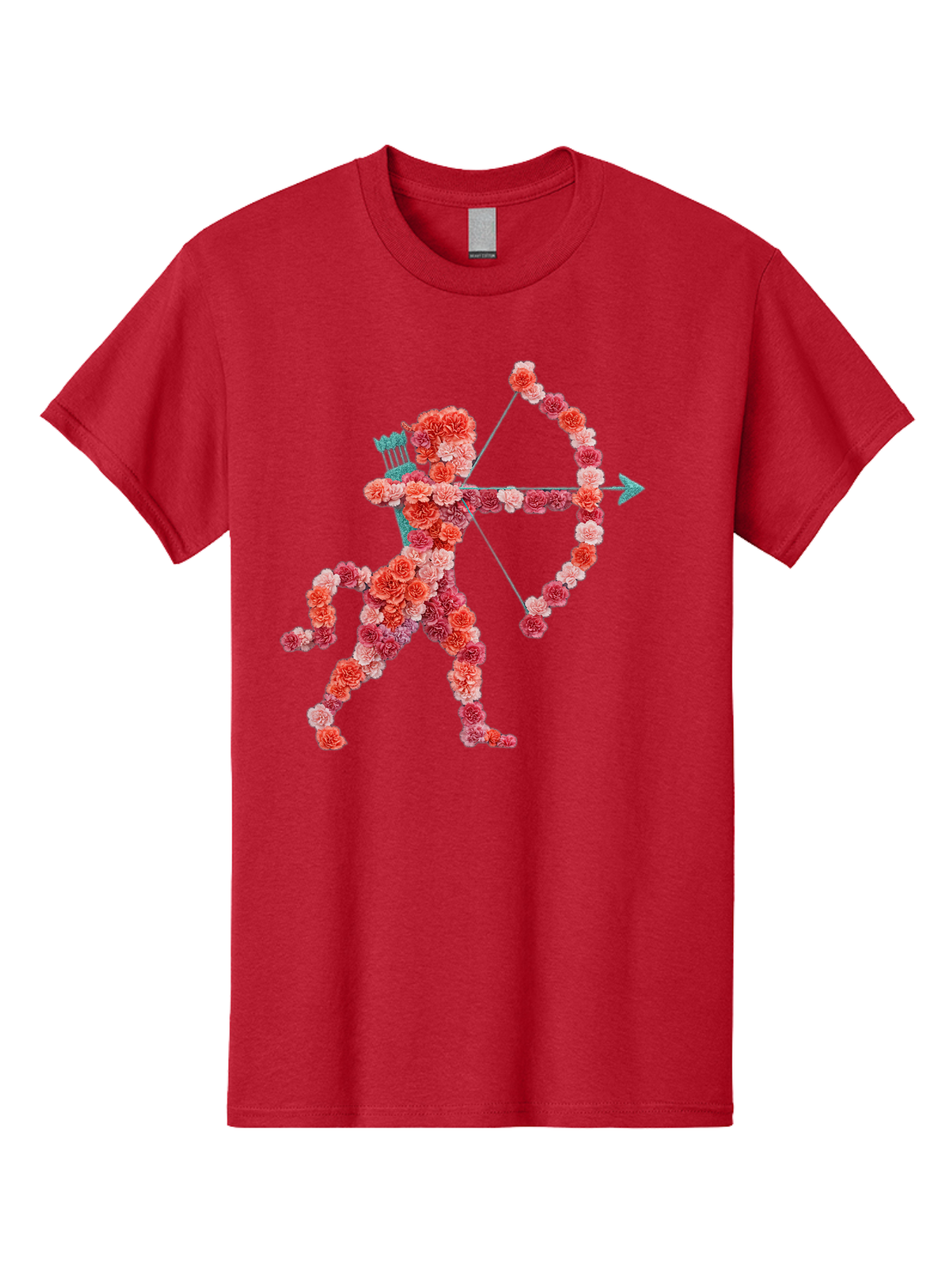 Cupid Men'S Graphic Tee, 100% Cotton, Comfortable Casual Summer Wear, Machine Washable, Cupid Made Of Flowers, Floral Art, Cute Cupid, Flower Power, Love Symbol, Valentine'S Day, Romance, Bow And Arrow, Pink Roses Bae168