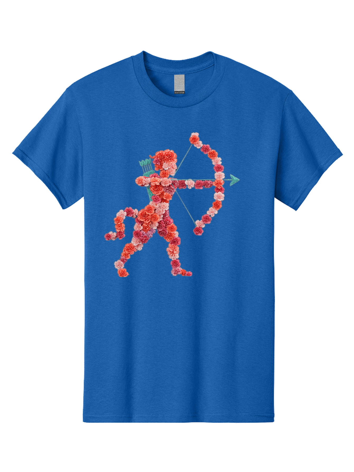 Cupid Men'S Graphic Tee, 100% Cotton, Comfortable Casual Summer Wear, Machine Washable, Cupid Made Of Flowers, Floral Art, Cute Cupid, Flower Power, Love Symbol, Valentine'S Day, Romance, Bow And Arrow, Pink Roses Bae168