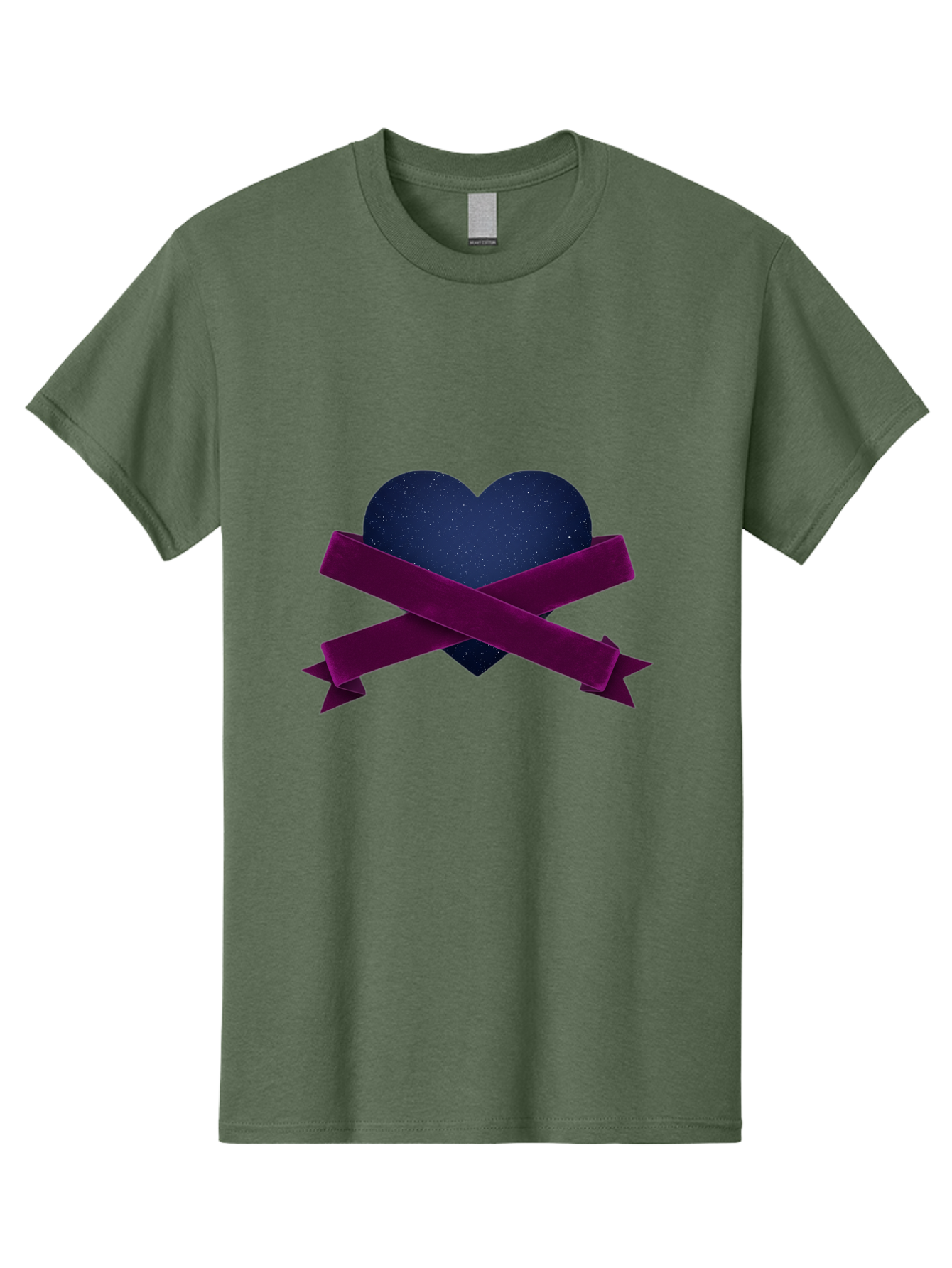 Dark-Heart-With-Ribbon Men'S Graphic Tee, 100% Cotton, Comfortable Casual Summer Wear, Machine Washable, Dark Heart, Purple Ribbon, Heart Shape, Velvet Texture, Symbol Of Love, Mourning Symbol, Grunge Style, Edgy Aesthetic, Dark Romance Bae173