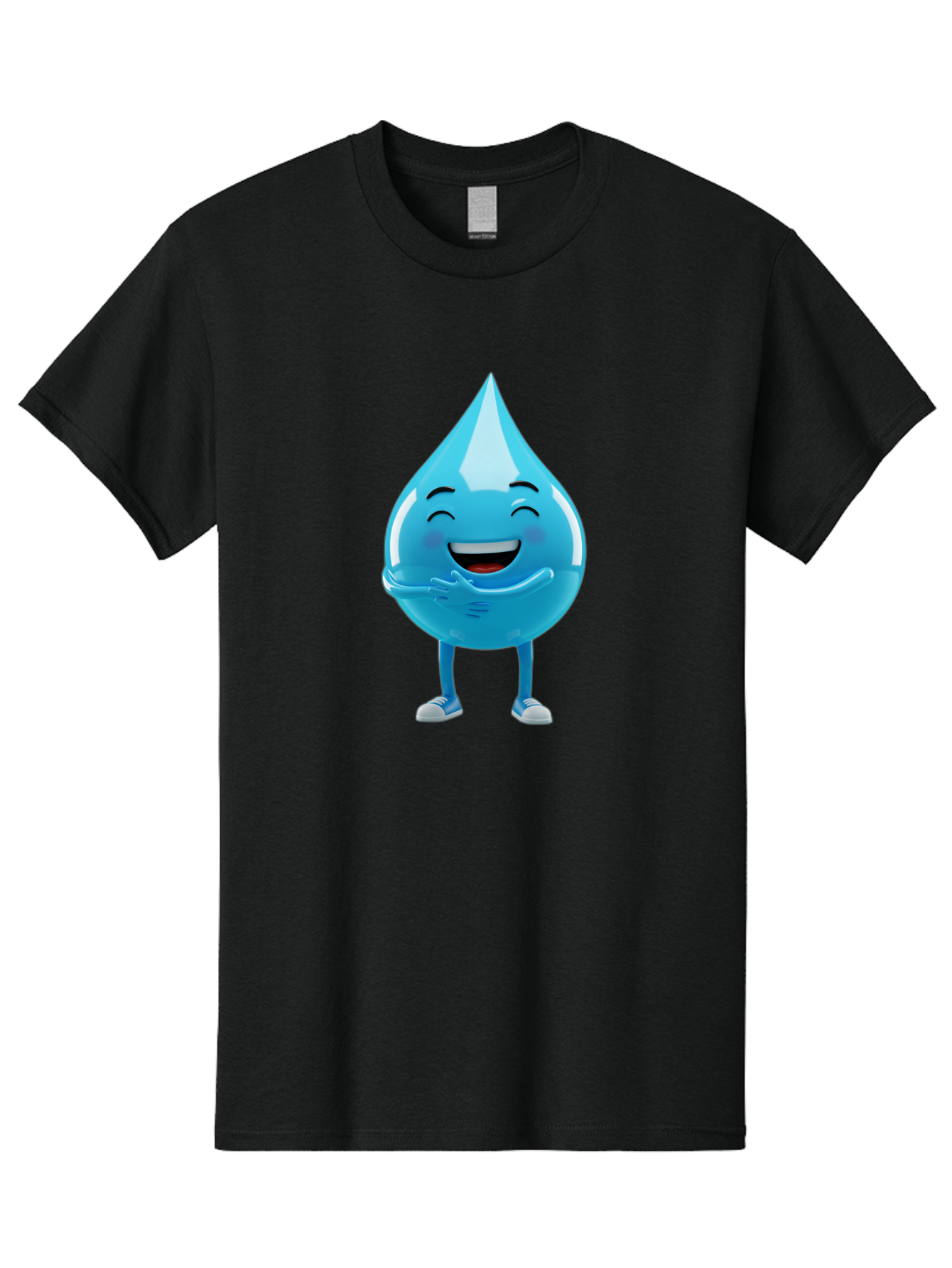 Droplet-Character Men'S Graphic Tee, 100% Cotton, Comfortable Casual Summer Wear, Machine Washable, Water Droplet Character, Happy Face, Smiling Water Drop, Blue Water, Water Conservation, Hydration, Winking Character, Playful Graphic, Bae175