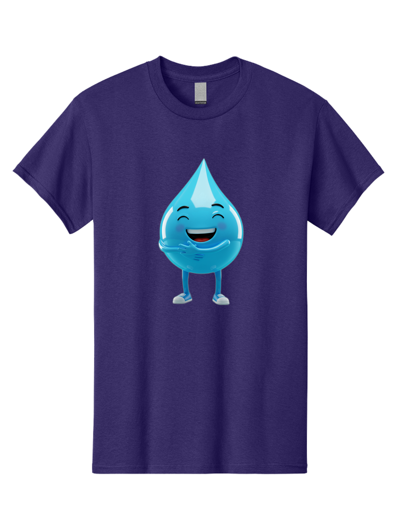 Droplet-Character Men'S Graphic Tee, 100% Cotton, Comfortable Casual Summer Wear, Machine Washable, Water Droplet Character, Happy Face, Smiling Water Drop, Blue Water, Water Conservation, Hydration, Winking Character, Playful Graphic, Bae175
