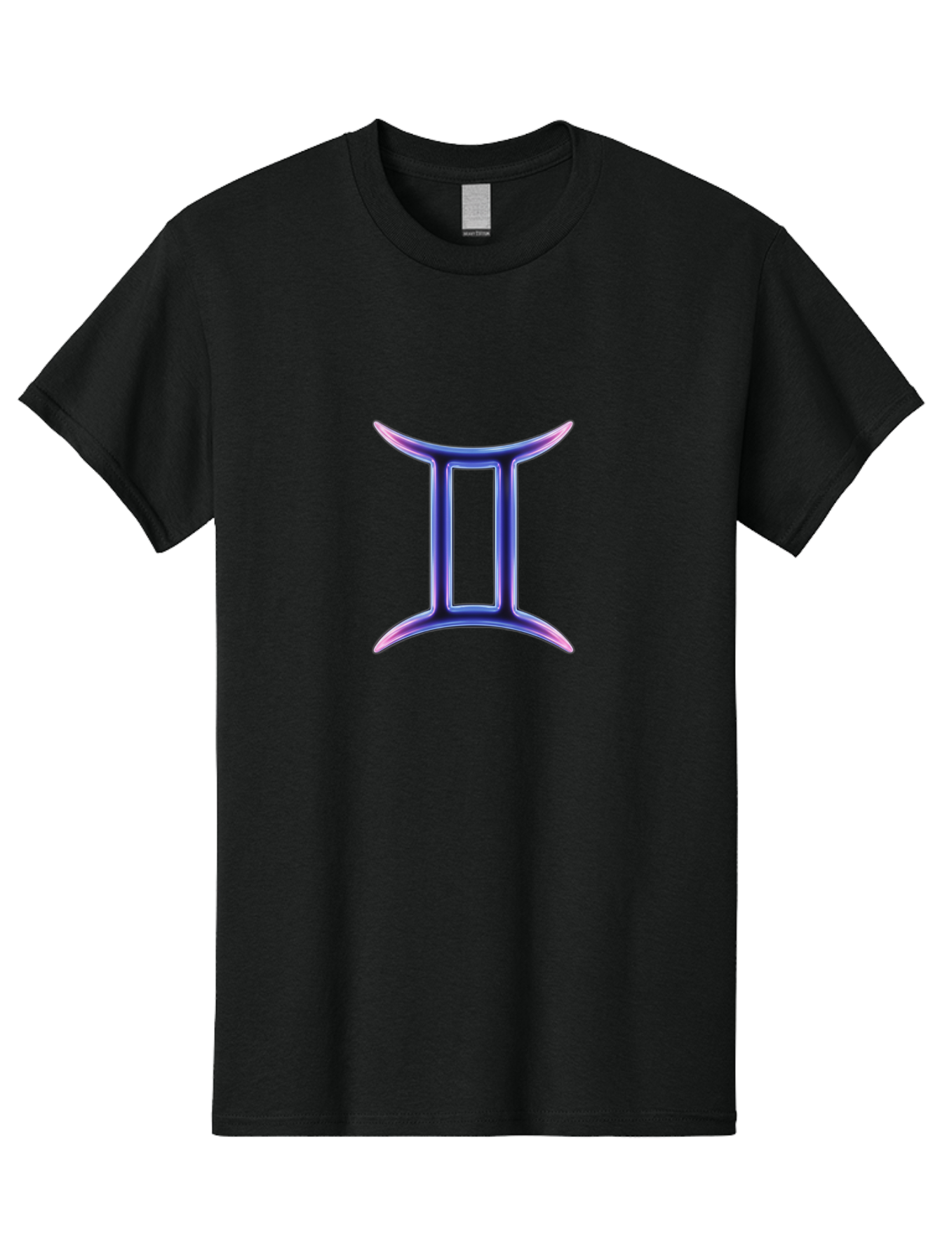 Gemini-Zodiac-Symbol Men'S Graphic Tee, 100% Cotton, Comfortable Casual Summer Wear, Machine Washable, Gemini Zodiac Sign, Astrological Symbol, Purple Gradient, Mystical Icon, Horoscope Sign, Dualistic Representation, Air Sign Bae186