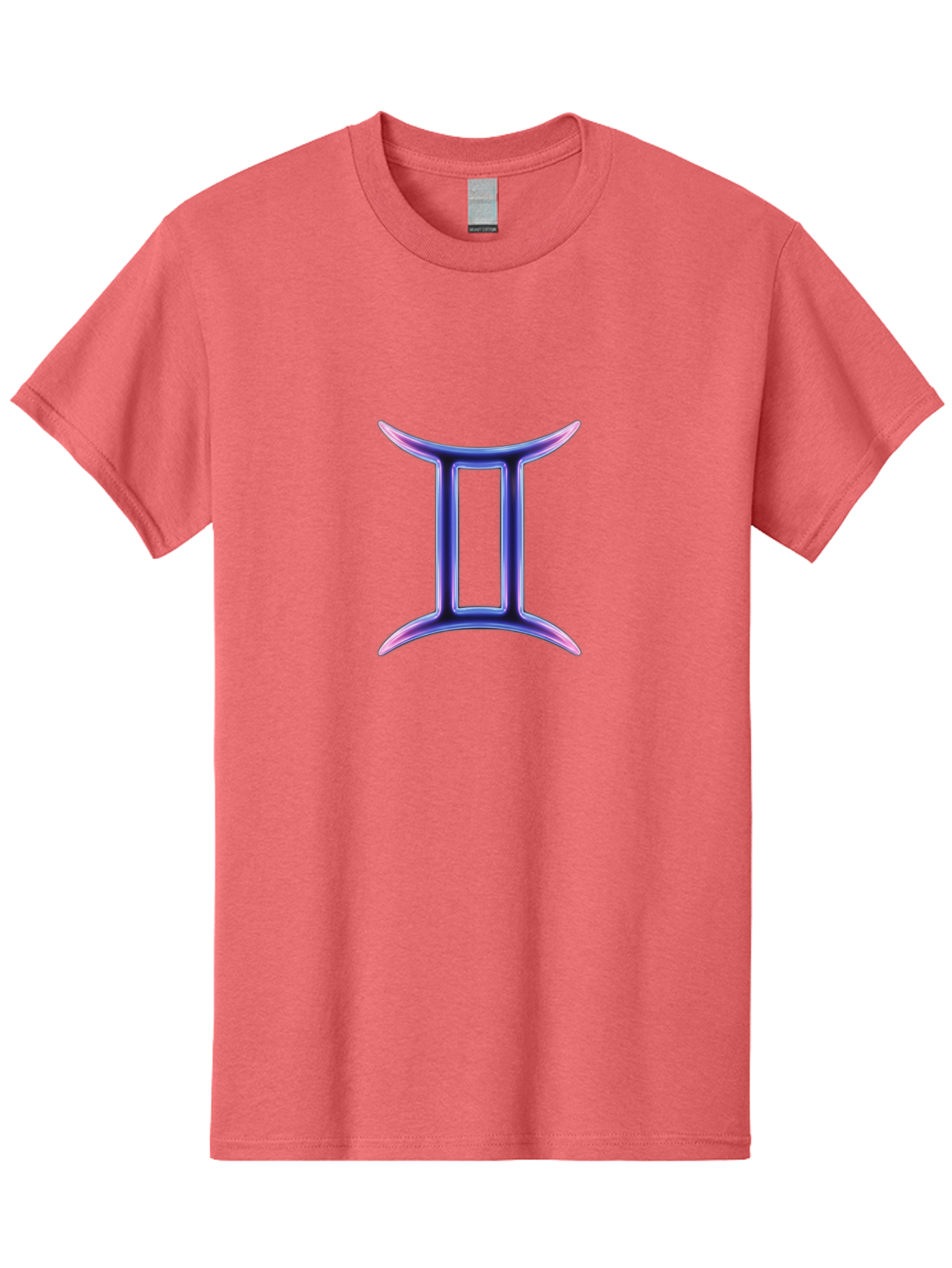 Gemini-Zodiac-Symbol Men'S Graphic Tee, 100% Cotton, Comfortable Casual Summer Wear, Machine Washable, Gemini Zodiac Sign, Astrological Symbol, Purple Gradient, Mystical Icon, Horoscope Sign, Dualistic Representation, Air Sign Bae186