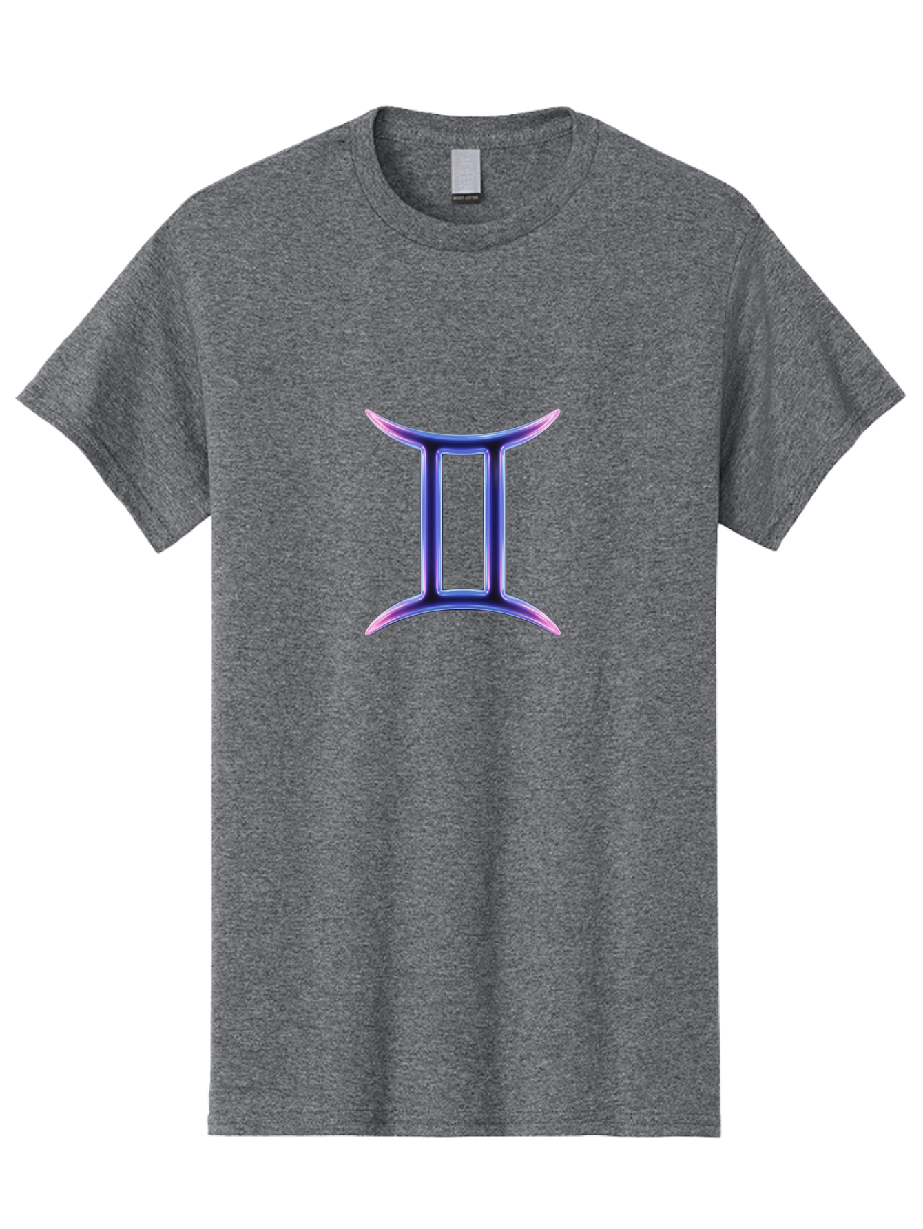 Gemini-Zodiac-Symbol Men'S Graphic Tee, 100% Cotton, Comfortable Casual Summer Wear, Machine Washable, Gemini Zodiac Sign, Astrological Symbol, Purple Gradient, Mystical Icon, Horoscope Sign, Dualistic Representation, Air Sign Bae186