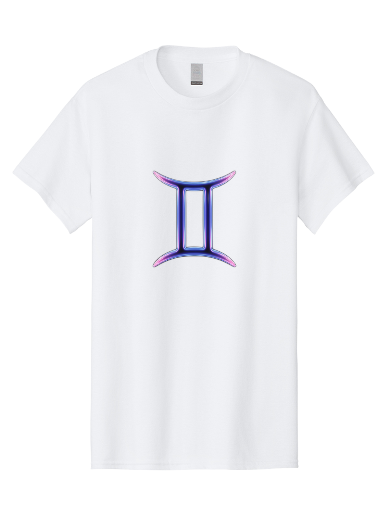 Gemini-Zodiac-Symbol Men'S Graphic Tee, 100% Cotton, Comfortable Casual Summer Wear, Machine Washable, Gemini Zodiac Sign, Astrological Symbol, Purple Gradient, Mystical Icon, Horoscope Sign, Dualistic Representation, Air Sign Bae186