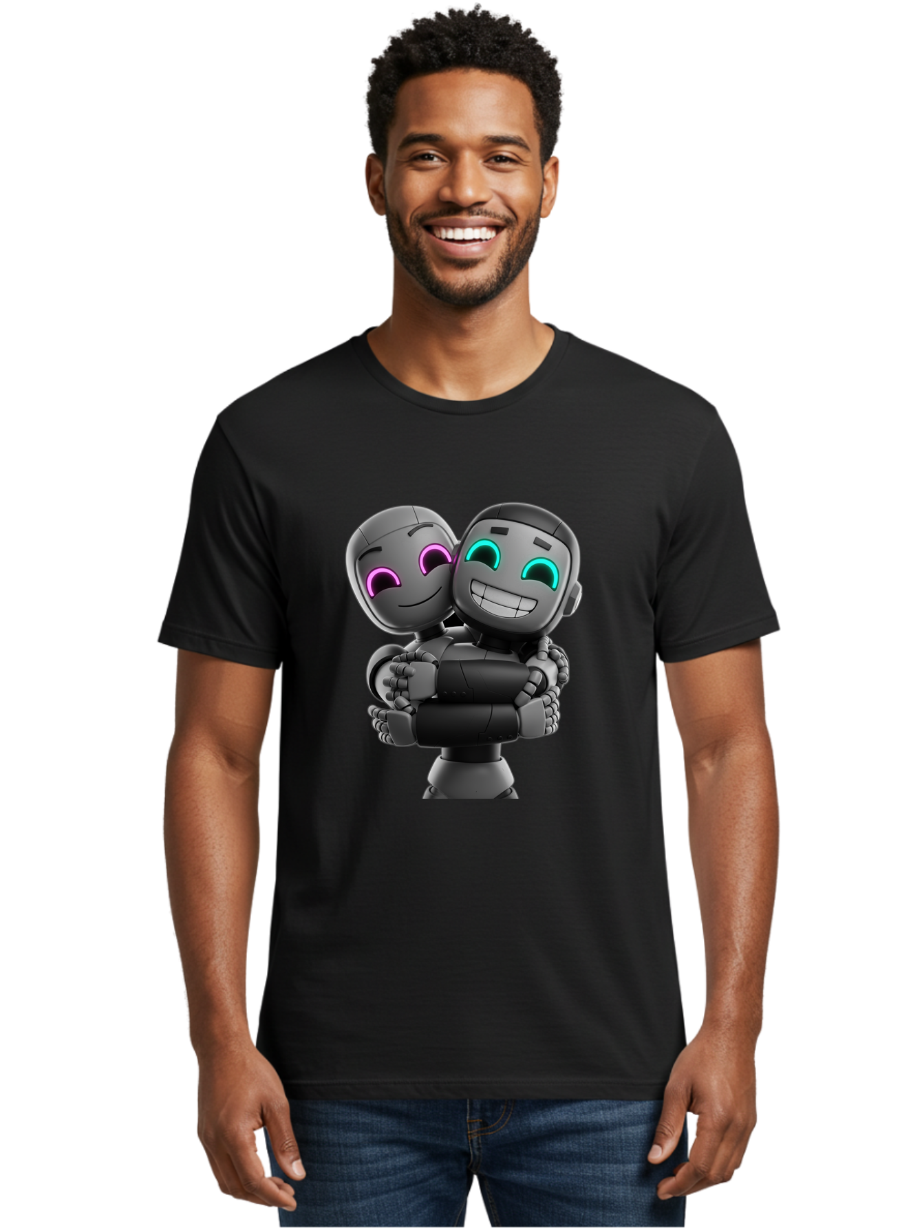 Gemini Men'S Graphic Tee, 100% Cotton, Comfortable Casual Summer Wear, Machine Washable, Ai Robots, Robot Friendship, Digital Companions, Futuristic Technology, Robotic Love, Innovative Design, Artificial Intelligence, Modern Robotics, Bae187