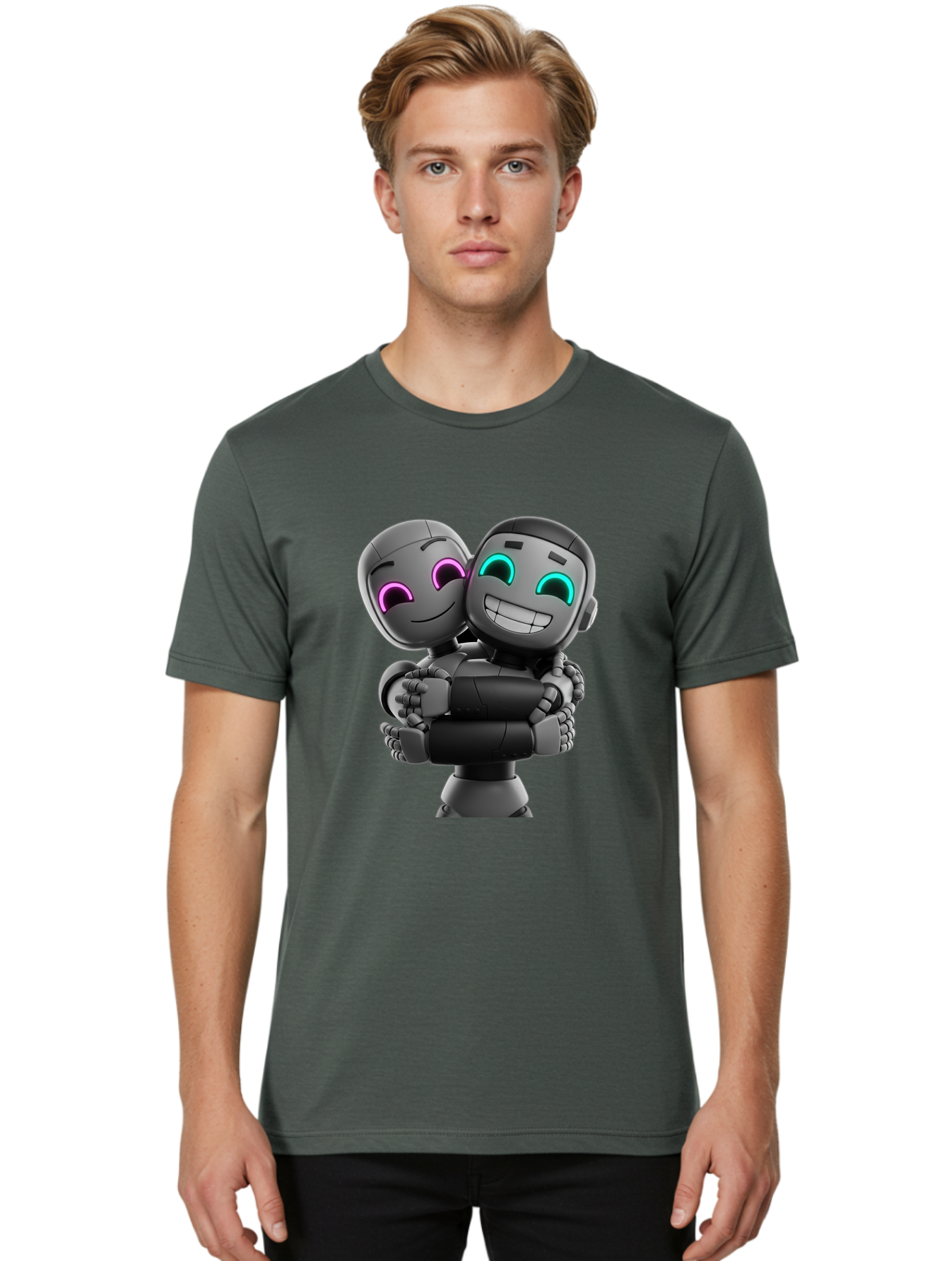 Gemini Men'S Graphic Tee, 100% Cotton, Comfortable Casual Summer Wear, Machine Washable, Ai Robots, Robot Friendship, Digital Companions, Futuristic Technology, Robotic Love, Innovative Design, Artificial Intelligence, Modern Robotics, Bae187
