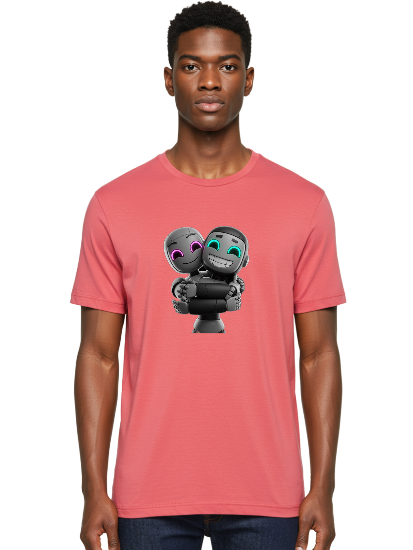 Gemini Men'S Graphic Tee, 100% Cotton, Comfortable Casual Summer Wear, Machine Washable, Ai Robots, Robot Friendship, Digital Companions, Futuristic Technology, Robotic Love, Innovative Design, Artificial Intelligence, Modern Robotics, Bae187