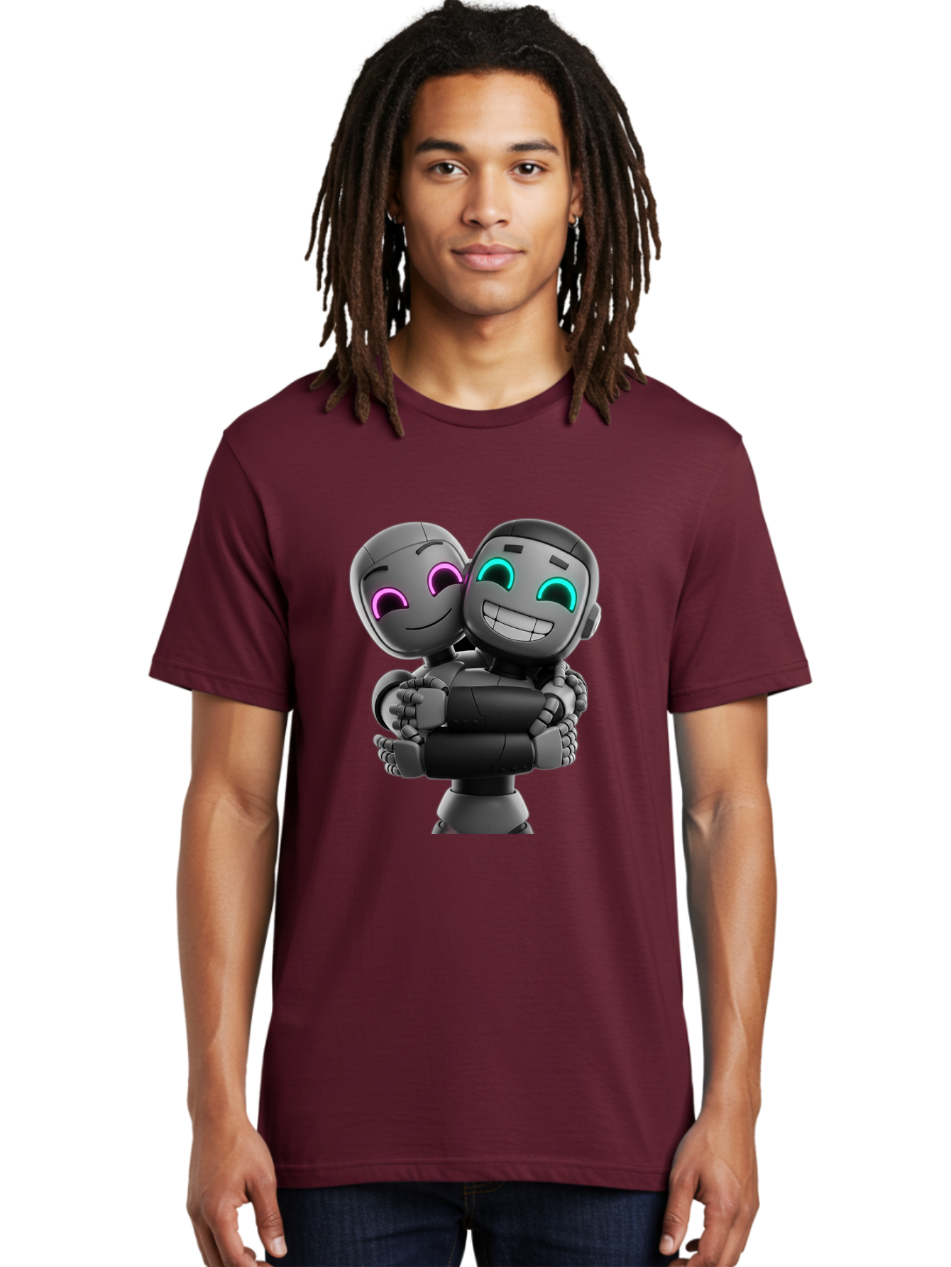 Gemini Men'S Graphic Tee, 100% Cotton, Comfortable Casual Summer Wear, Machine Washable, Ai Robots, Robot Friendship, Digital Companions, Futuristic Technology, Robotic Love, Innovative Design, Artificial Intelligence, Modern Robotics, Bae187