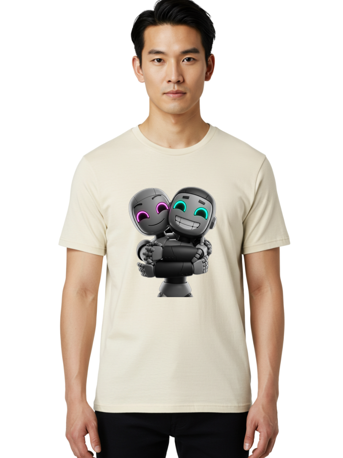 Gemini Men'S Graphic Tee, 100% Cotton, Comfortable Casual Summer Wear, Machine Washable, Ai Robots, Robot Friendship, Digital Companions, Futuristic Technology, Robotic Love, Innovative Design, Artificial Intelligence, Modern Robotics, Bae187