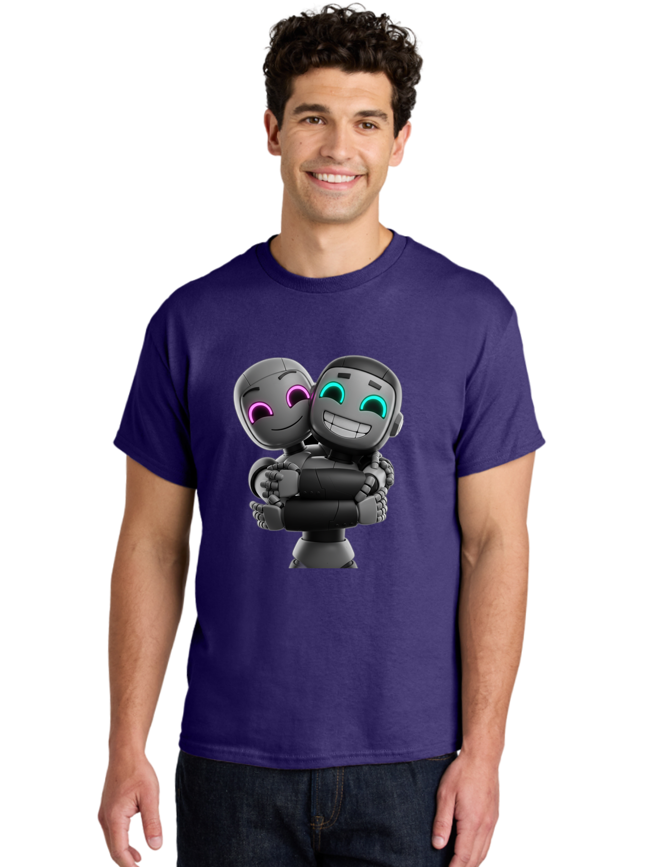 Gemini Men'S Graphic Tee, 100% Cotton, Comfortable Casual Summer Wear, Machine Washable, Ai Robots, Robot Friendship, Digital Companions, Futuristic Technology, Robotic Love, Innovative Design, Artificial Intelligence, Modern Robotics, Bae187