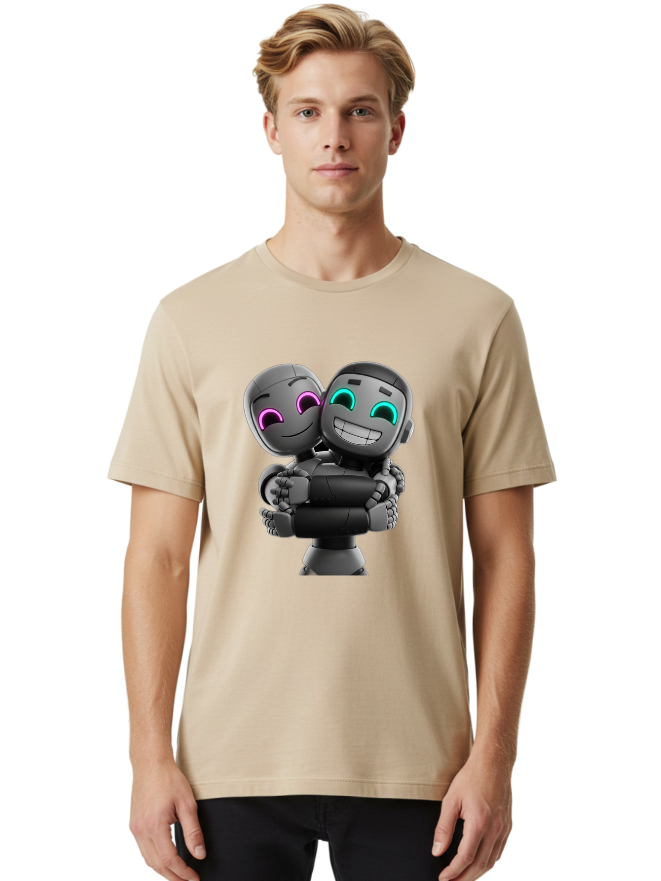 Gemini Men'S Graphic Tee, 100% Cotton, Comfortable Casual Summer Wear, Machine Washable, Ai Robots, Robot Friendship, Digital Companions, Futuristic Technology, Robotic Love, Innovative Design, Artificial Intelligence, Modern Robotics, Bae187