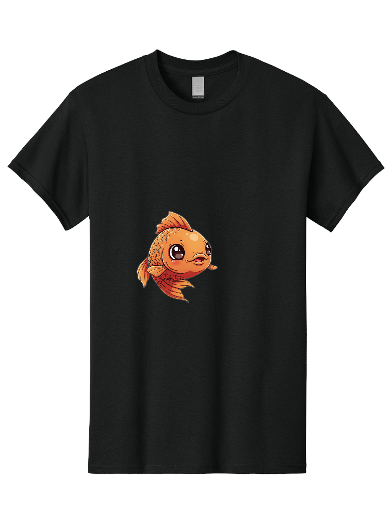 Goldfish Men'S Graphic Tee, 100% Cotton, Comfortable Casual Summer Wear, Machine Washable, Cartoon Goldfish, Orange Fish, Kawaii Character, Adorable Face, Cute Illustration, Whimsical Design, Playful Expression, Digital Art, Animated Character Bae190