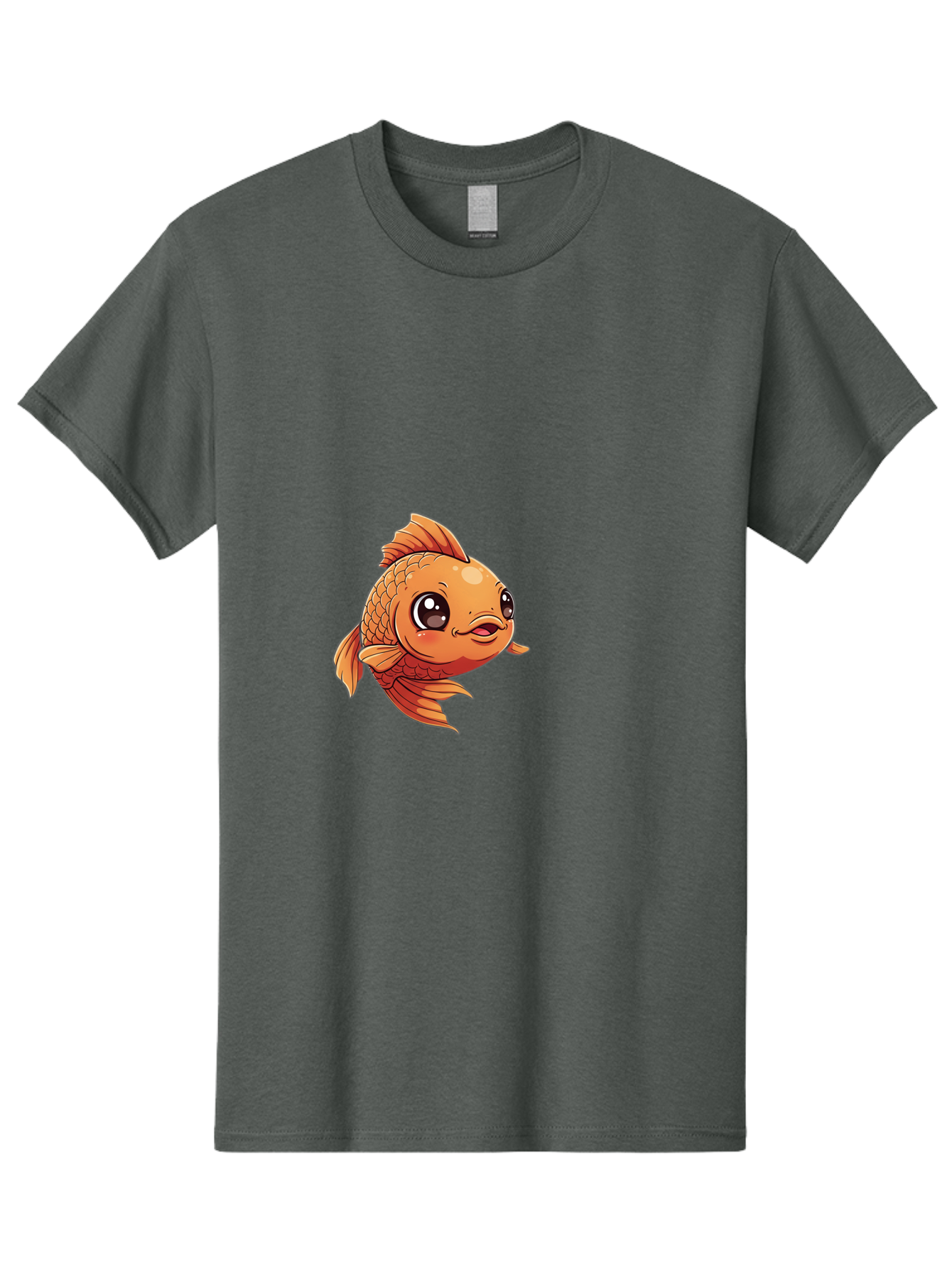 Goldfish Men'S Graphic Tee, 100% Cotton, Comfortable Casual Summer Wear, Machine Washable, Cartoon Goldfish, Orange Fish, Kawaii Character, Adorable Face, Cute Illustration, Whimsical Design, Playful Expression, Digital Art, Animated Character Bae190