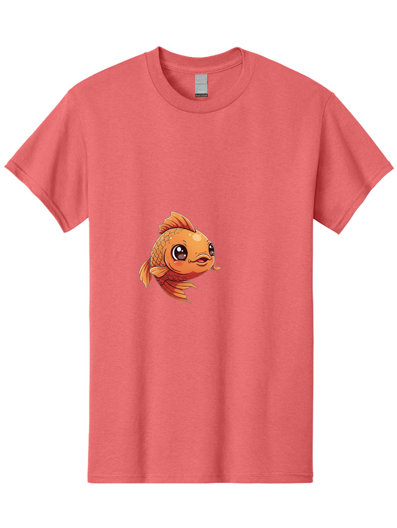 Goldfish Men'S Graphic Tee, 100% Cotton, Comfortable Casual Summer Wear, Machine Washable, Cartoon Goldfish, Orange Fish, Kawaii Character, Adorable Face, Cute Illustration, Whimsical Design, Playful Expression, Digital Art, Animated Character Bae190