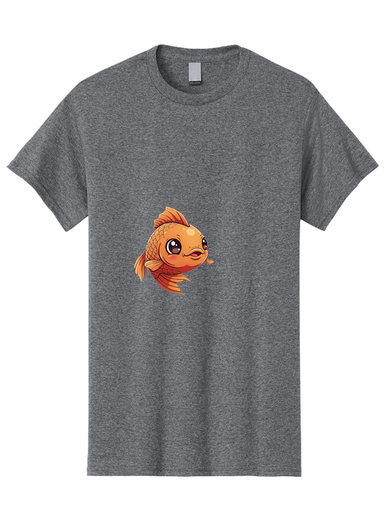 Goldfish Men'S Graphic Tee, 100% Cotton, Comfortable Casual Summer Wear, Machine Washable, Cartoon Goldfish, Orange Fish, Kawaii Character, Adorable Face, Cute Illustration, Whimsical Design, Playful Expression, Digital Art, Animated Character Bae190