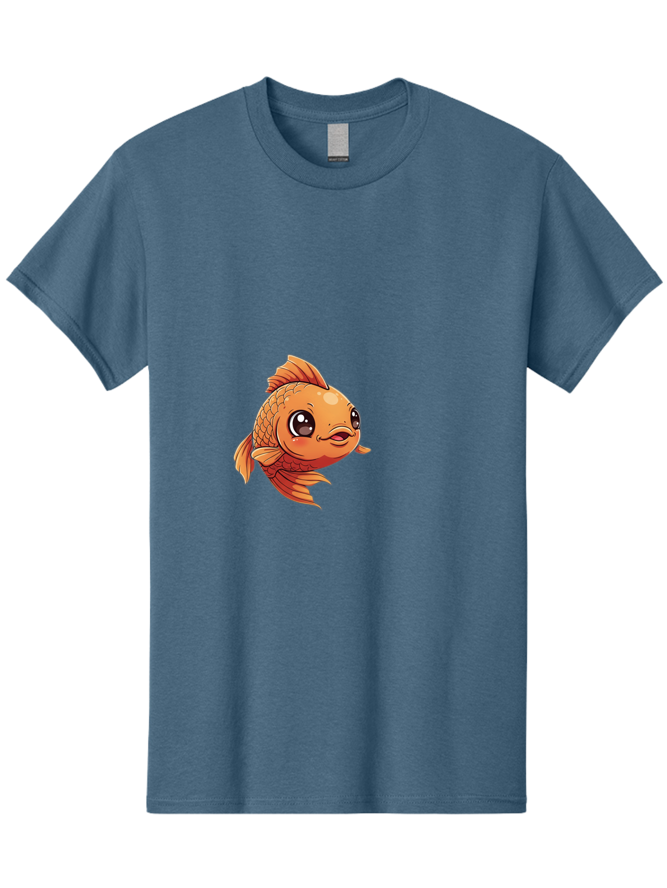 Goldfish Men'S Graphic Tee, 100% Cotton, Comfortable Casual Summer Wear, Machine Washable, Cartoon Goldfish, Orange Fish, Kawaii Character, Adorable Face, Cute Illustration, Whimsical Design, Playful Expression, Digital Art, Animated Character Bae190