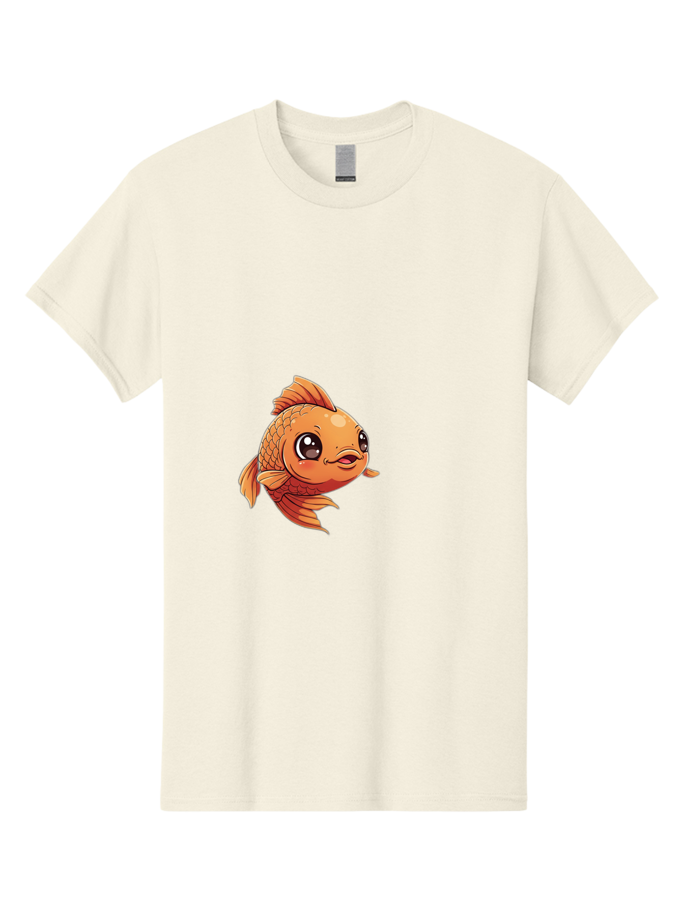 Goldfish Men'S Graphic Tee, 100% Cotton, Comfortable Casual Summer Wear, Machine Washable, Cartoon Goldfish, Orange Fish, Kawaii Character, Adorable Face, Cute Illustration, Whimsical Design, Playful Expression, Digital Art, Animated Character Bae190