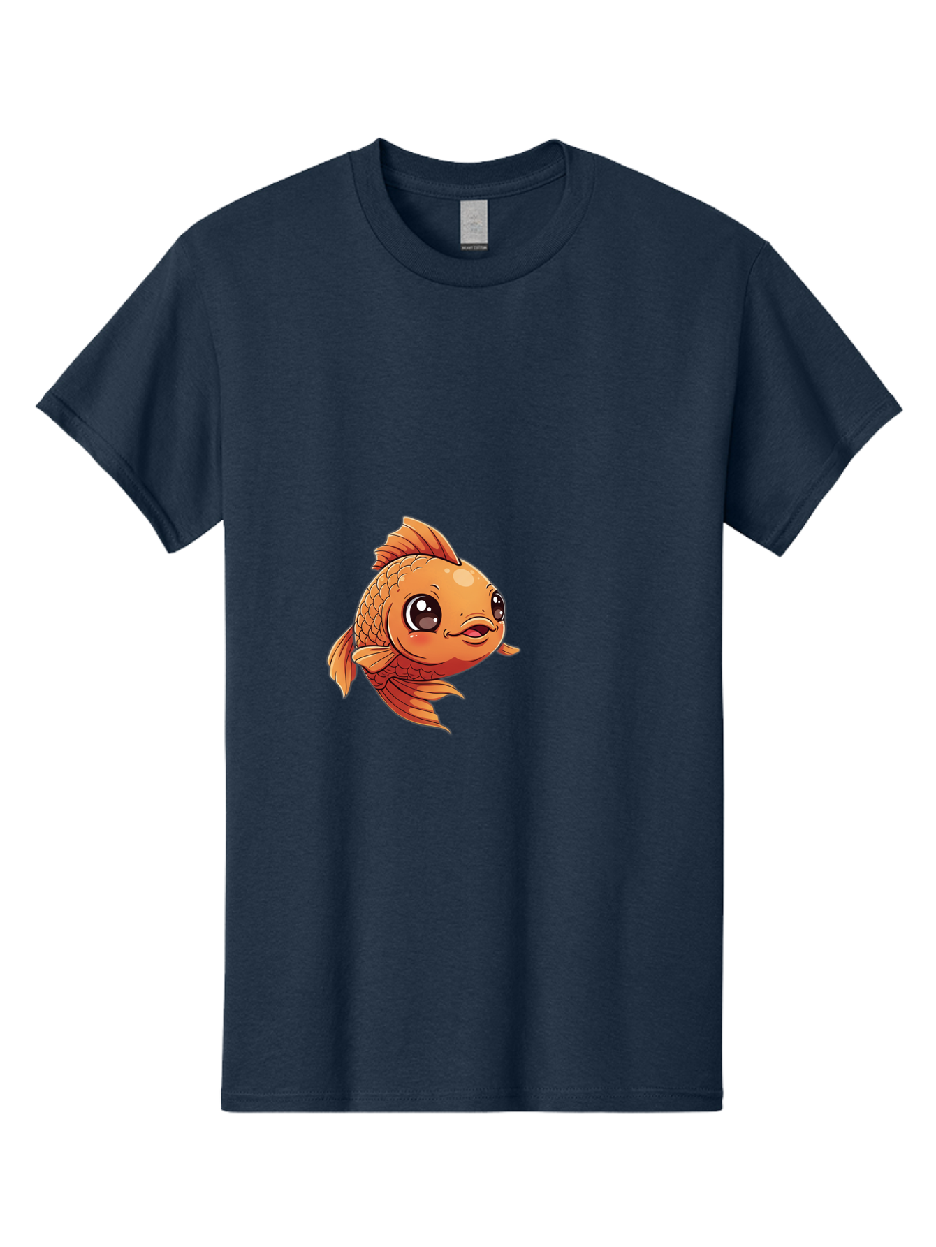 Goldfish Men'S Graphic Tee, 100% Cotton, Comfortable Casual Summer Wear, Machine Washable, Cartoon Goldfish, Orange Fish, Kawaii Character, Adorable Face, Cute Illustration, Whimsical Design, Playful Expression, Digital Art, Animated Character Bae190