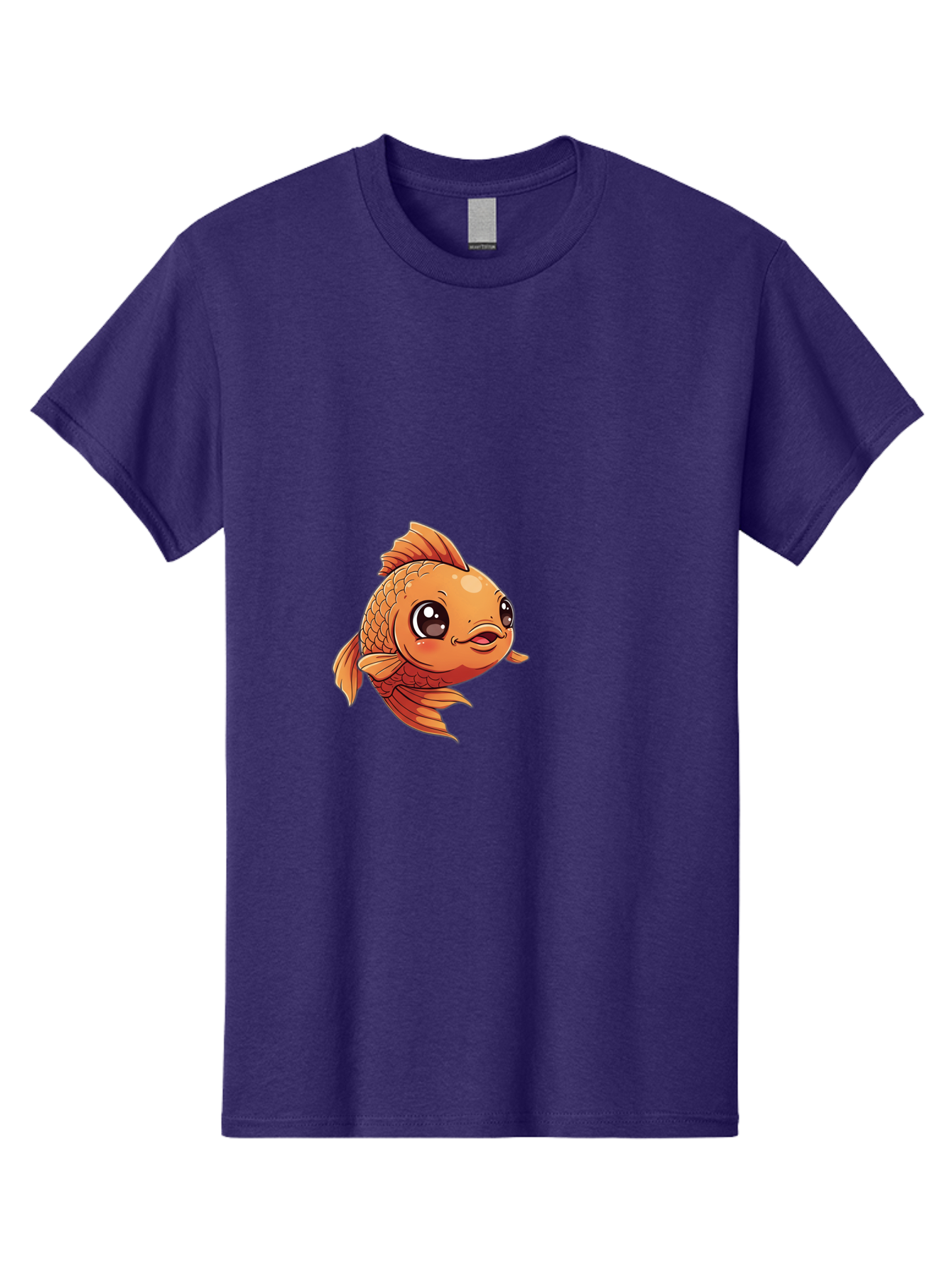 Goldfish Men'S Graphic Tee, 100% Cotton, Comfortable Casual Summer Wear, Machine Washable, Cartoon Goldfish, Orange Fish, Kawaii Character, Adorable Face, Cute Illustration, Whimsical Design, Playful Expression, Digital Art, Animated Character Bae190