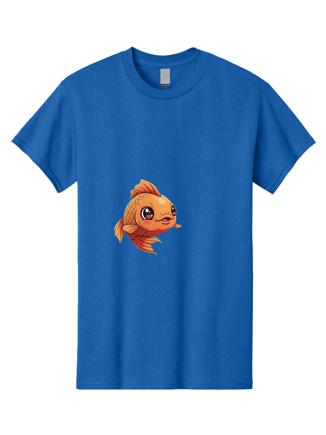 Goldfish Men'S Graphic Tee, 100% Cotton, Comfortable Casual Summer Wear, Machine Washable, Cartoon Goldfish, Orange Fish, Kawaii Character, Adorable Face, Cute Illustration, Whimsical Design, Playful Expression, Digital Art, Animated Character Bae190