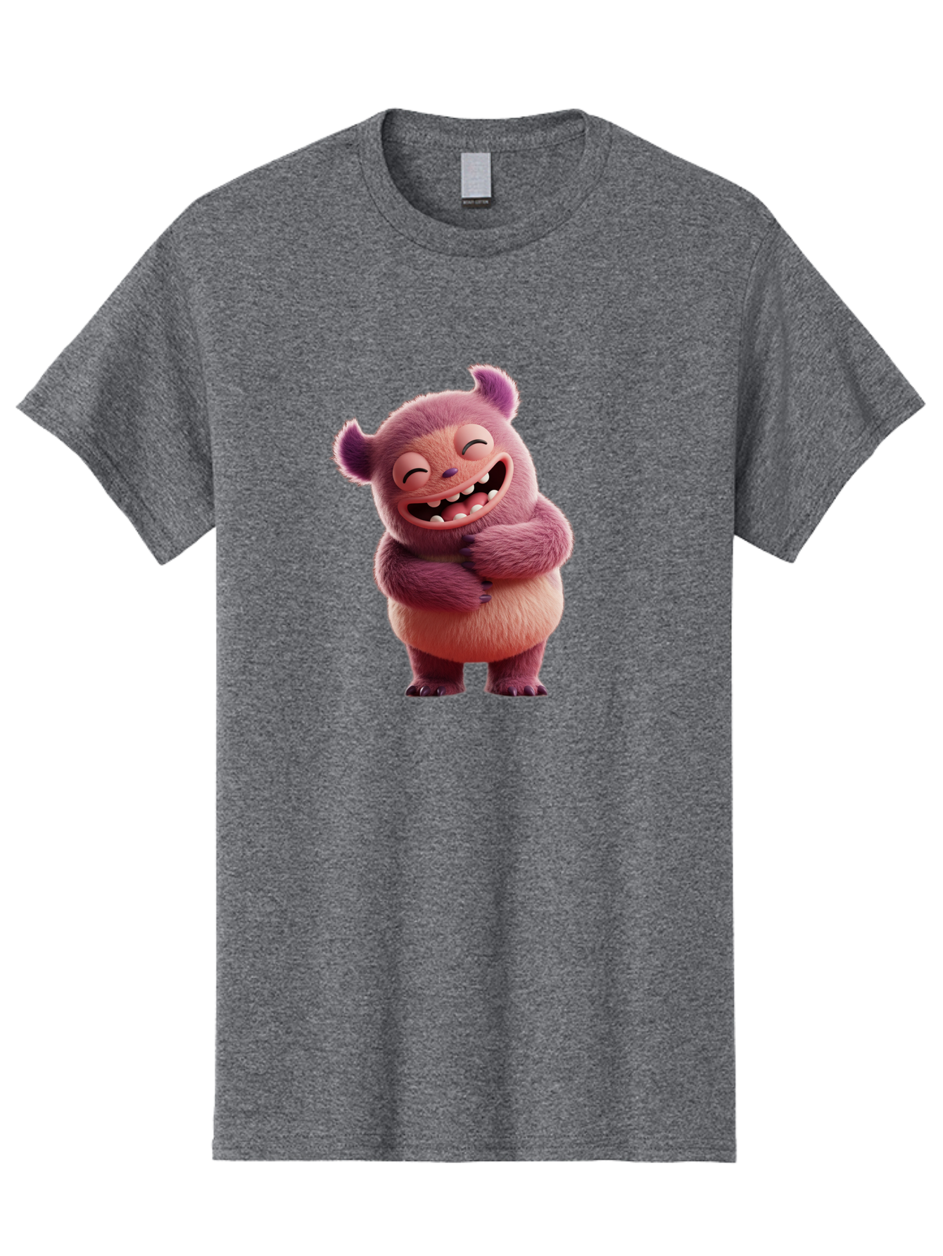 Grumps-Monster Men'S Graphic Tee, 100% Cotton, Comfortable Casual Summer Wear, Machine Washable, Happy Monster, Cartoon Character, Purple Creature, Smiling Face, Embracing Self, Funny Creature, Adorable Monster, Cute Character, Bae193
