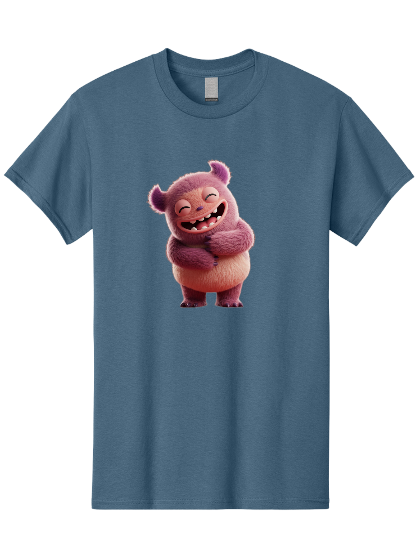 Grumps-Monster Men'S Graphic Tee, 100% Cotton, Comfortable Casual Summer Wear, Machine Washable, Happy Monster, Cartoon Character, Purple Creature, Smiling Face, Embracing Self, Funny Creature, Adorable Monster, Cute Character, Bae193