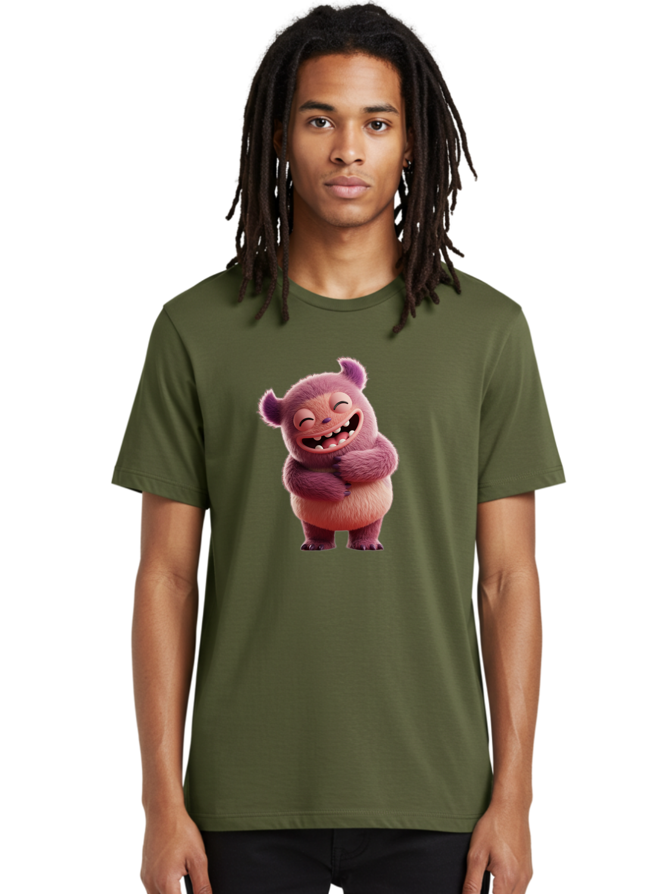 Grumps-Monster Men'S Graphic Tee, 100% Cotton, Comfortable Casual Summer Wear, Machine Washable, Happy Monster, Cartoon Character, Purple Creature, Smiling Face, Embracing Self, Funny Creature, Adorable Monster, Cute Character, Bae193