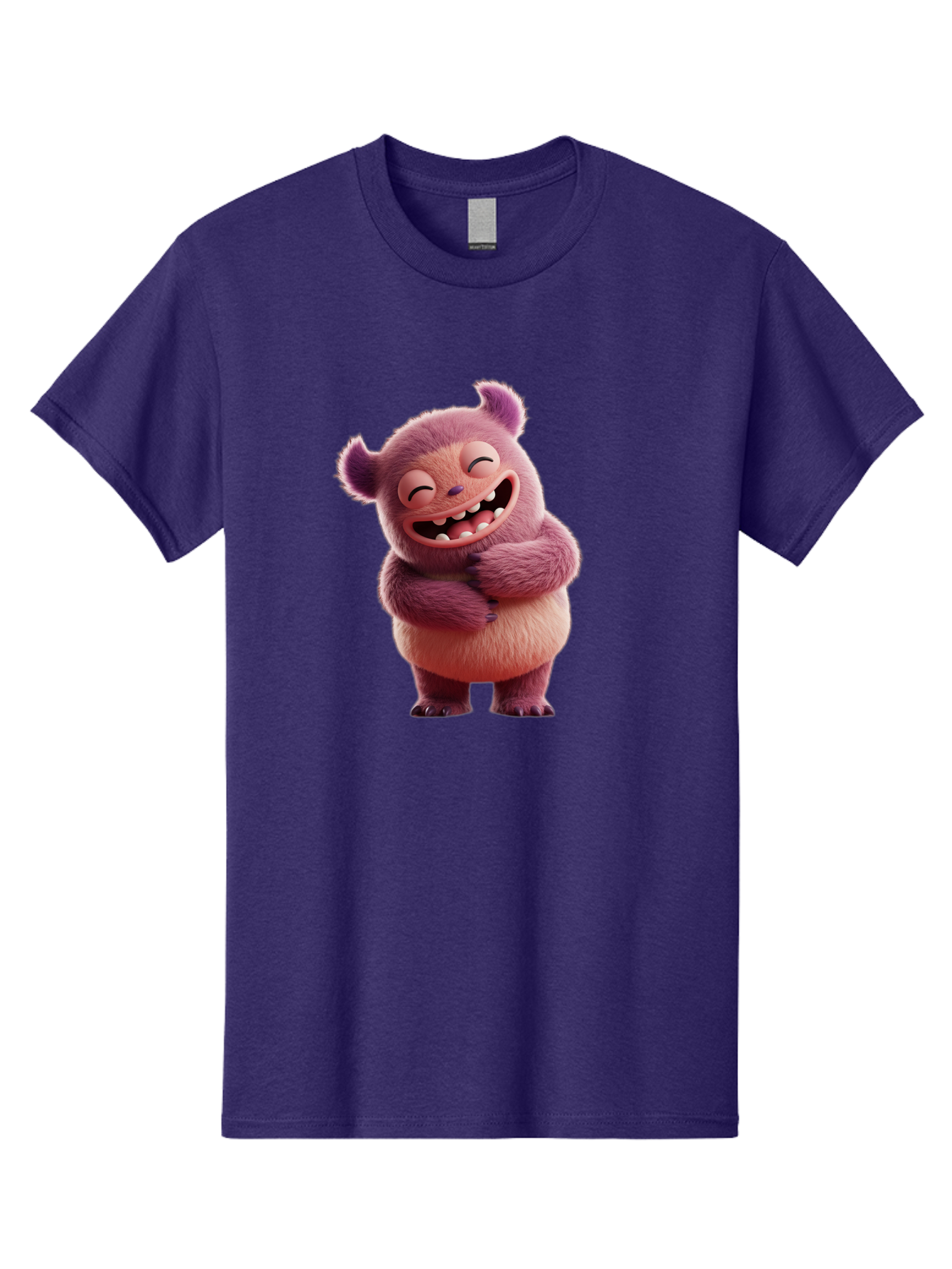 Grumps-Monster Men'S Graphic Tee, 100% Cotton, Comfortable Casual Summer Wear, Machine Washable, Happy Monster, Cartoon Character, Purple Creature, Smiling Face, Embracing Self, Funny Creature, Adorable Monster, Cute Character, Bae193