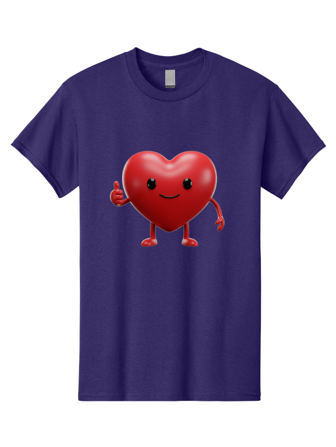 Happy-Heart Men'S Graphic Tee, 100% Cotton, Comfortable Casual Summer Wear, Machine Washable, Red Heart Character, Smiling Face, Thumbs Up, Cartoon Style, Heart Icon, Positive Attitude, Friendly Gesture, Love Symbol, Cute Design Bae195
