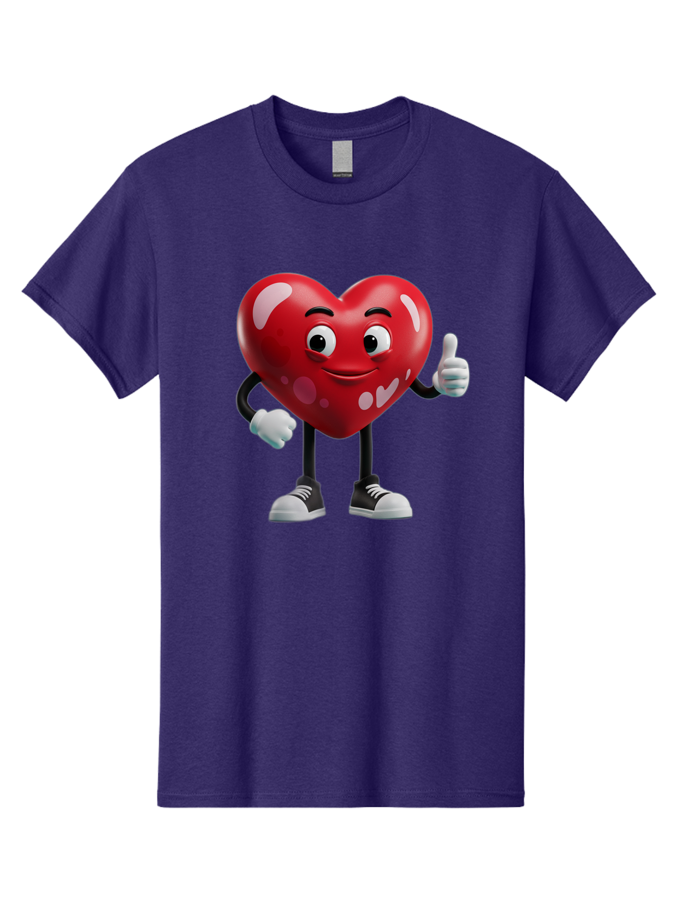 Heart-Character Men'S Graphic Tee, 100% Cotton, Comfortable Casual Summer Wear, Machine Washable, Cartoon Heart, Red Heart, Smiling Face, Thumbs Up, Approval, Positivity, Love, Happiness, Friendship, Gesture Of Approval, Cartoon Character Bae197