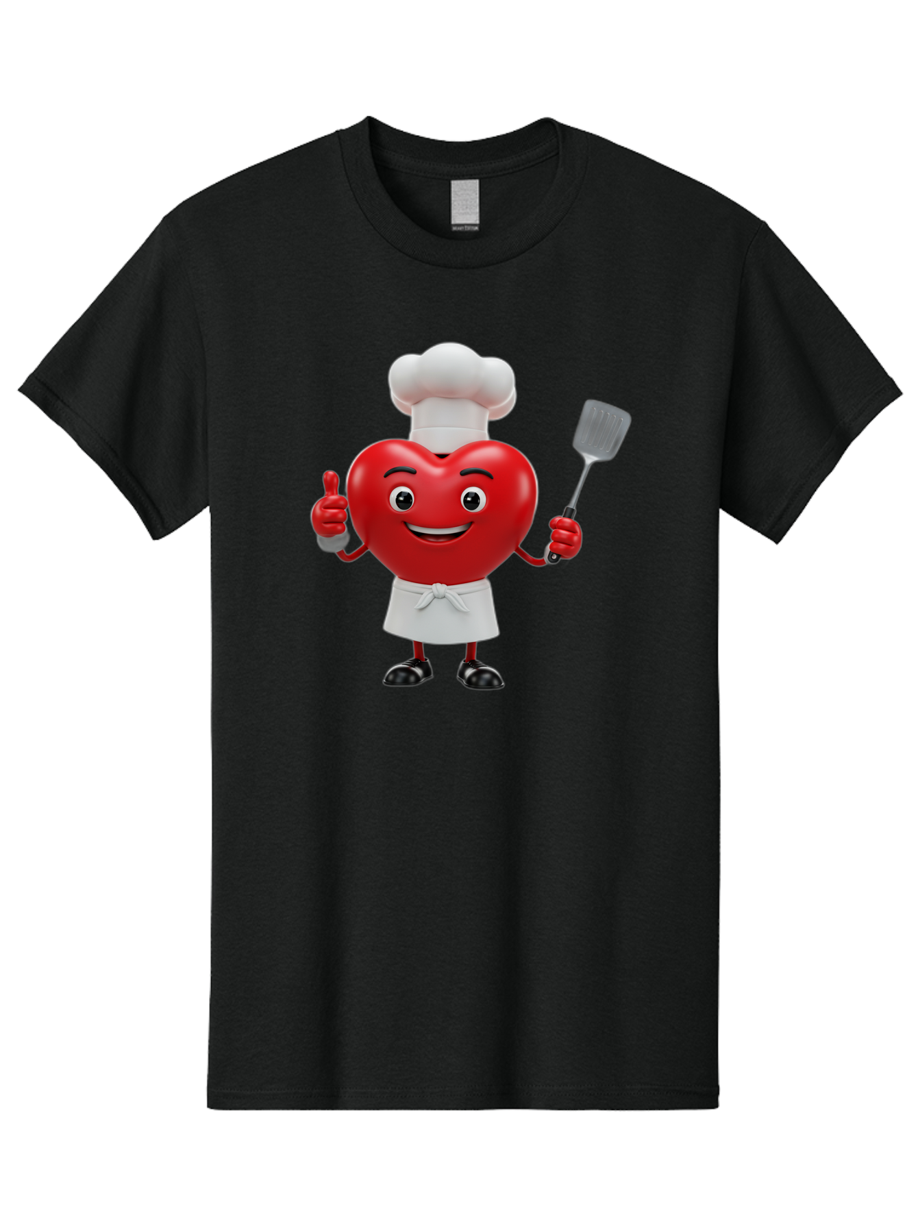 Heart-Chef Men'S Graphic Tee, 100% Cotton, Comfortable Casual Summer Wear, Machine Washable, Heart-Shaped Chef Mascot, Cooking With Love, Chef Hat, White Apron, Thumbs Up, Approval, Kitchen Tool, Culinary Delight, Cartoon Character, Bae198