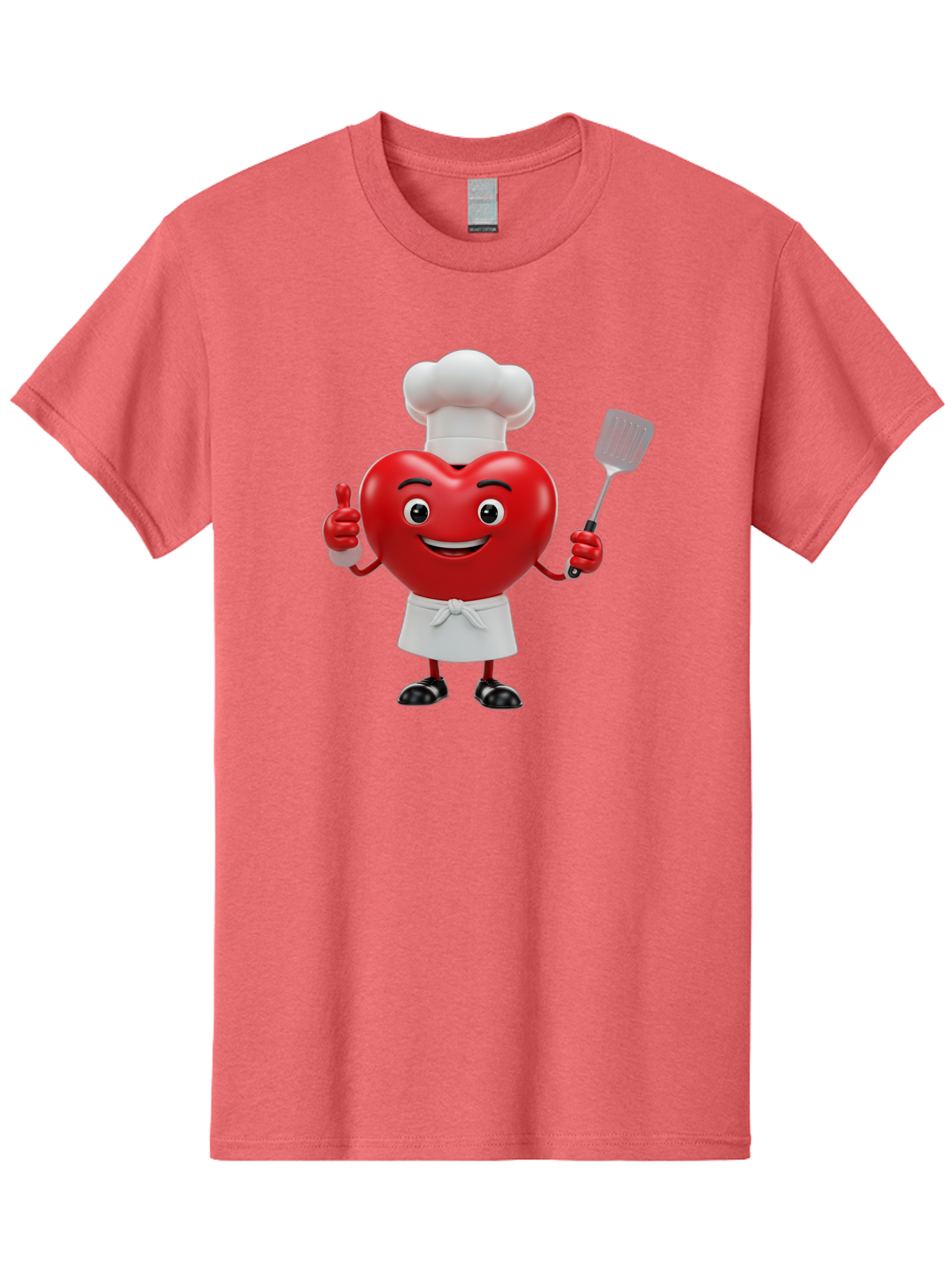Heart-Chef Men'S Graphic Tee, 100% Cotton, Comfortable Casual Summer Wear, Machine Washable, Heart-Shaped Chef Mascot, Cooking With Love, Chef Hat, White Apron, Thumbs Up, Approval, Kitchen Tool, Culinary Delight, Cartoon Character, Bae198
