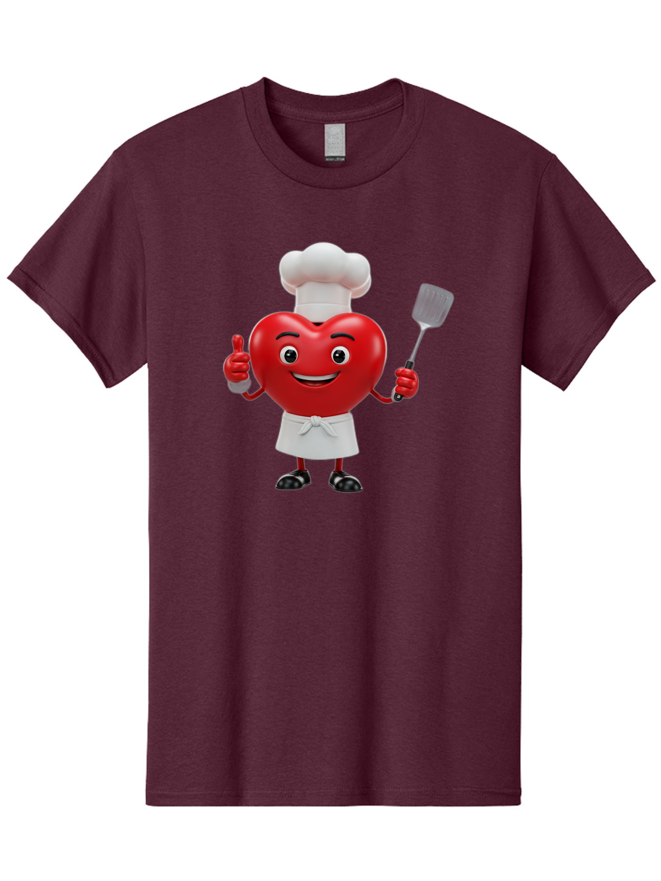 Heart-Chef Men'S Graphic Tee, 100% Cotton, Comfortable Casual Summer Wear, Machine Washable, Heart-Shaped Chef Mascot, Cooking With Love, Chef Hat, White Apron, Thumbs Up, Approval, Kitchen Tool, Culinary Delight, Cartoon Character, Bae198