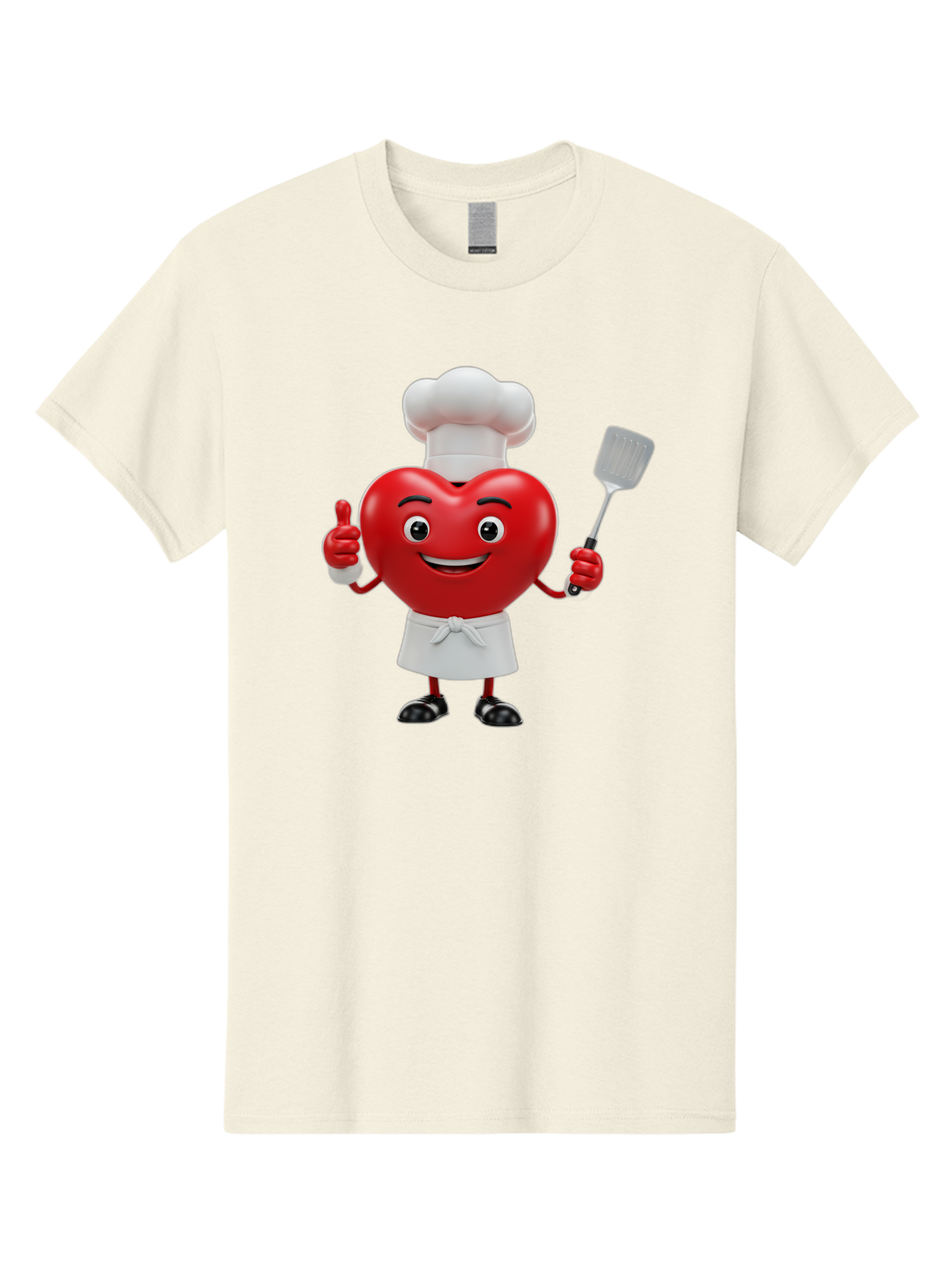 Heart-Chef Men'S Graphic Tee, 100% Cotton, Comfortable Casual Summer Wear, Machine Washable, Heart-Shaped Chef Mascot, Cooking With Love, Chef Hat, White Apron, Thumbs Up, Approval, Kitchen Tool, Culinary Delight, Cartoon Character, Bae198