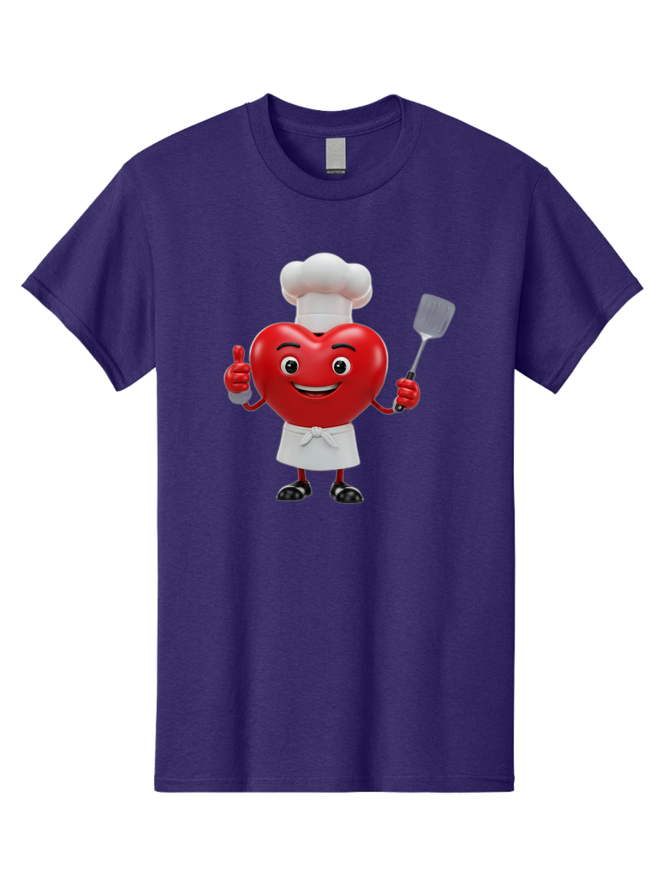 Heart-Chef Men'S Graphic Tee, 100% Cotton, Comfortable Casual Summer Wear, Machine Washable, Heart-Shaped Chef Mascot, Cooking With Love, Chef Hat, White Apron, Thumbs Up, Approval, Kitchen Tool, Culinary Delight, Cartoon Character, Bae198