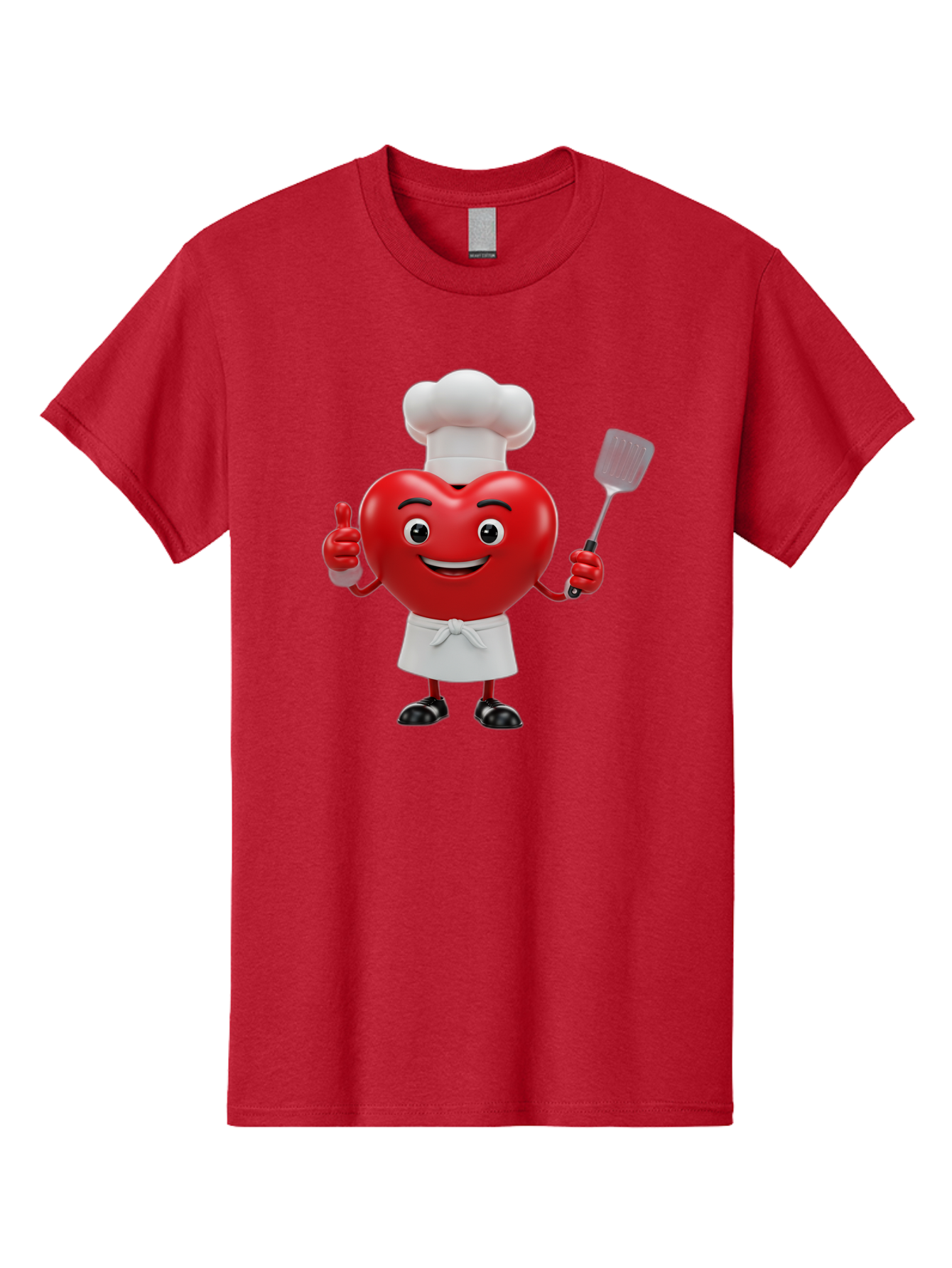 Heart-Chef Men'S Graphic Tee, 100% Cotton, Comfortable Casual Summer Wear, Machine Washable, Heart-Shaped Chef Mascot, Cooking With Love, Chef Hat, White Apron, Thumbs Up, Approval, Kitchen Tool, Culinary Delight, Cartoon Character, Bae198