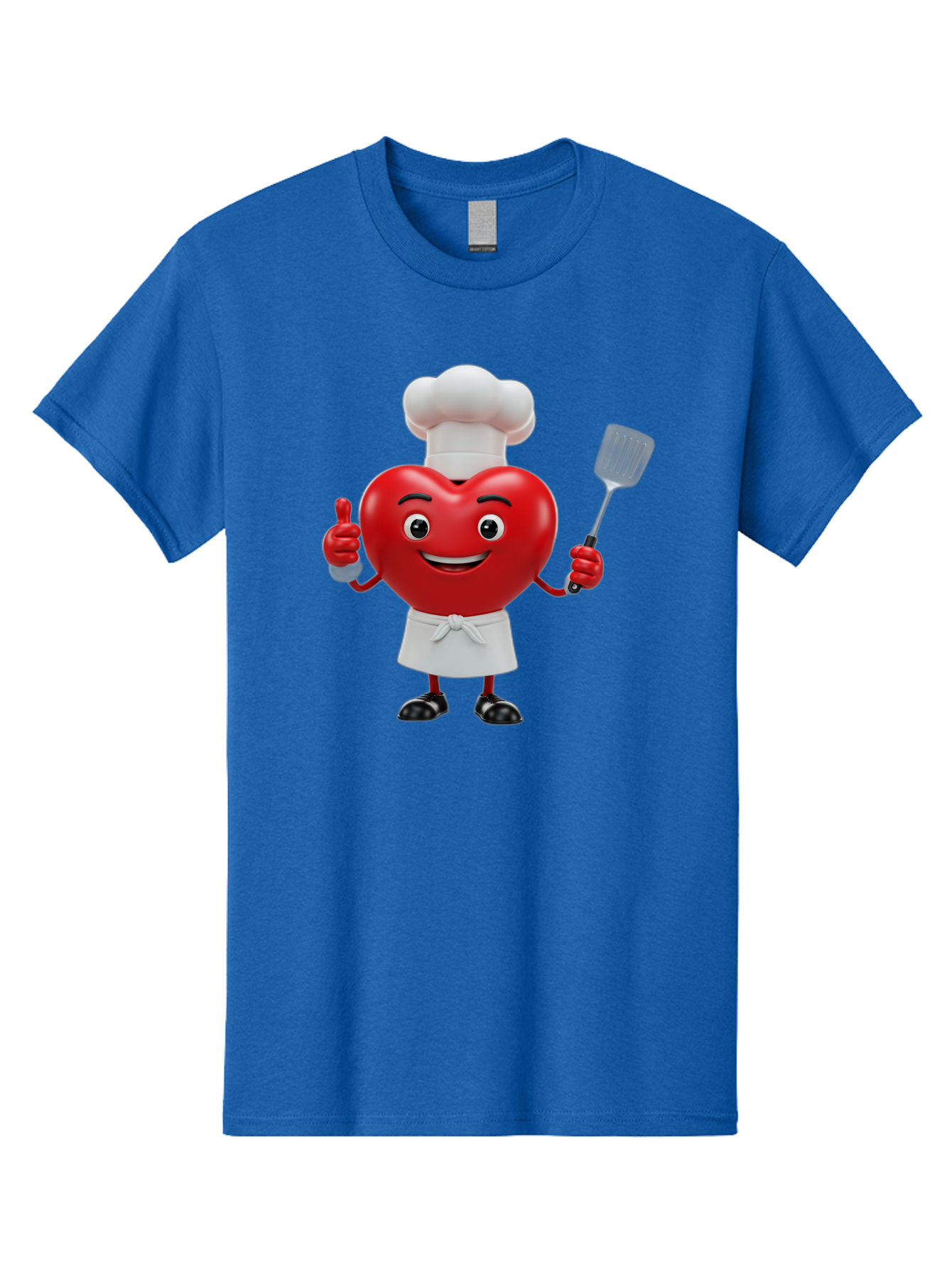 Heart-Chef Men'S Graphic Tee, 100% Cotton, Comfortable Casual Summer Wear, Machine Washable, Heart-Shaped Chef Mascot, Cooking With Love, Chef Hat, White Apron, Thumbs Up, Approval, Kitchen Tool, Culinary Delight, Cartoon Character, Bae198