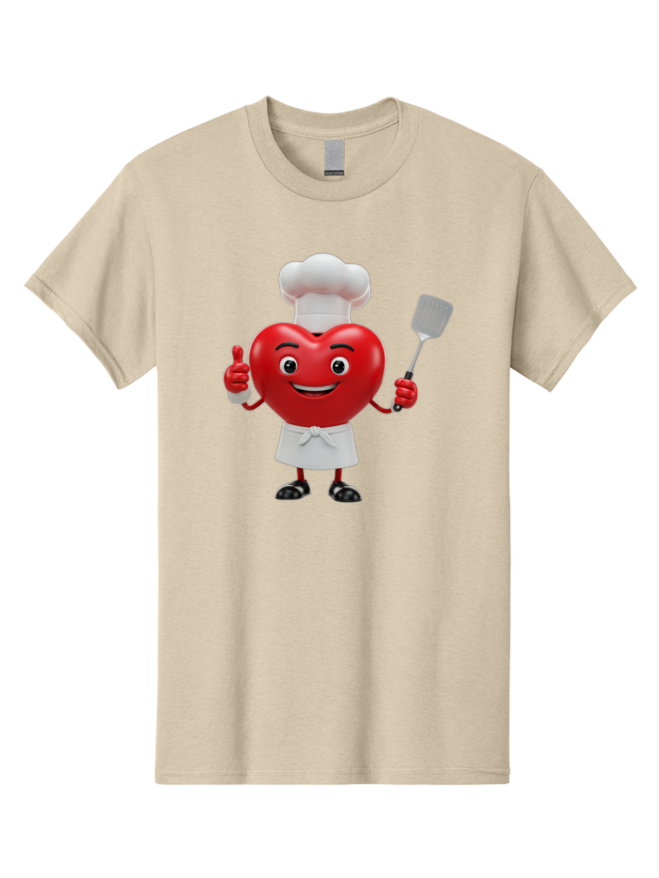 Heart-Chef Men'S Graphic Tee, 100% Cotton, Comfortable Casual Summer Wear, Machine Washable, Heart-Shaped Chef Mascot, Cooking With Love, Chef Hat, White Apron, Thumbs Up, Approval, Kitchen Tool, Culinary Delight, Cartoon Character, Bae198
