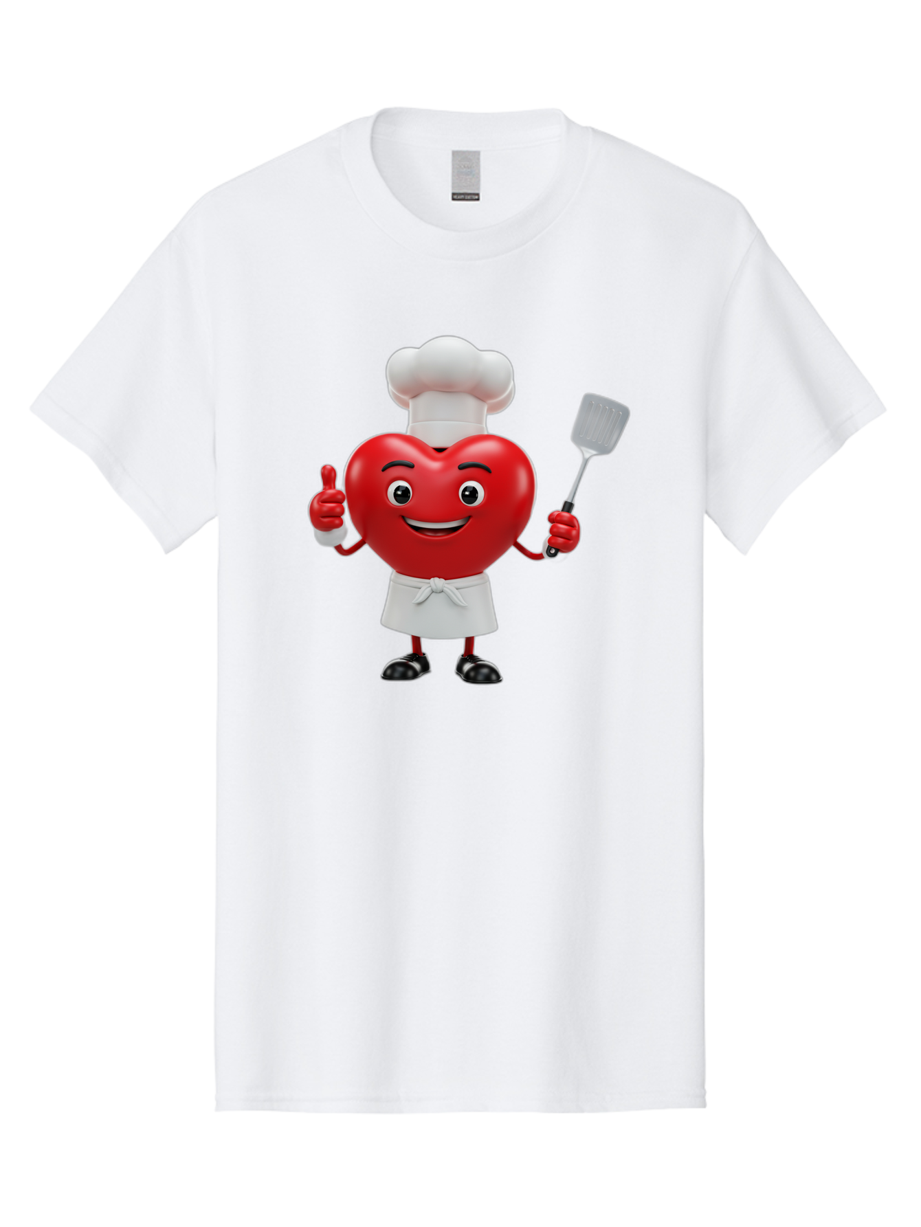 Heart-Chef Men'S Graphic Tee, 100% Cotton, Comfortable Casual Summer Wear, Machine Washable, Heart-Shaped Chef Mascot, Cooking With Love, Chef Hat, White Apron, Thumbs Up, Approval, Kitchen Tool, Culinary Delight, Cartoon Character, Bae198