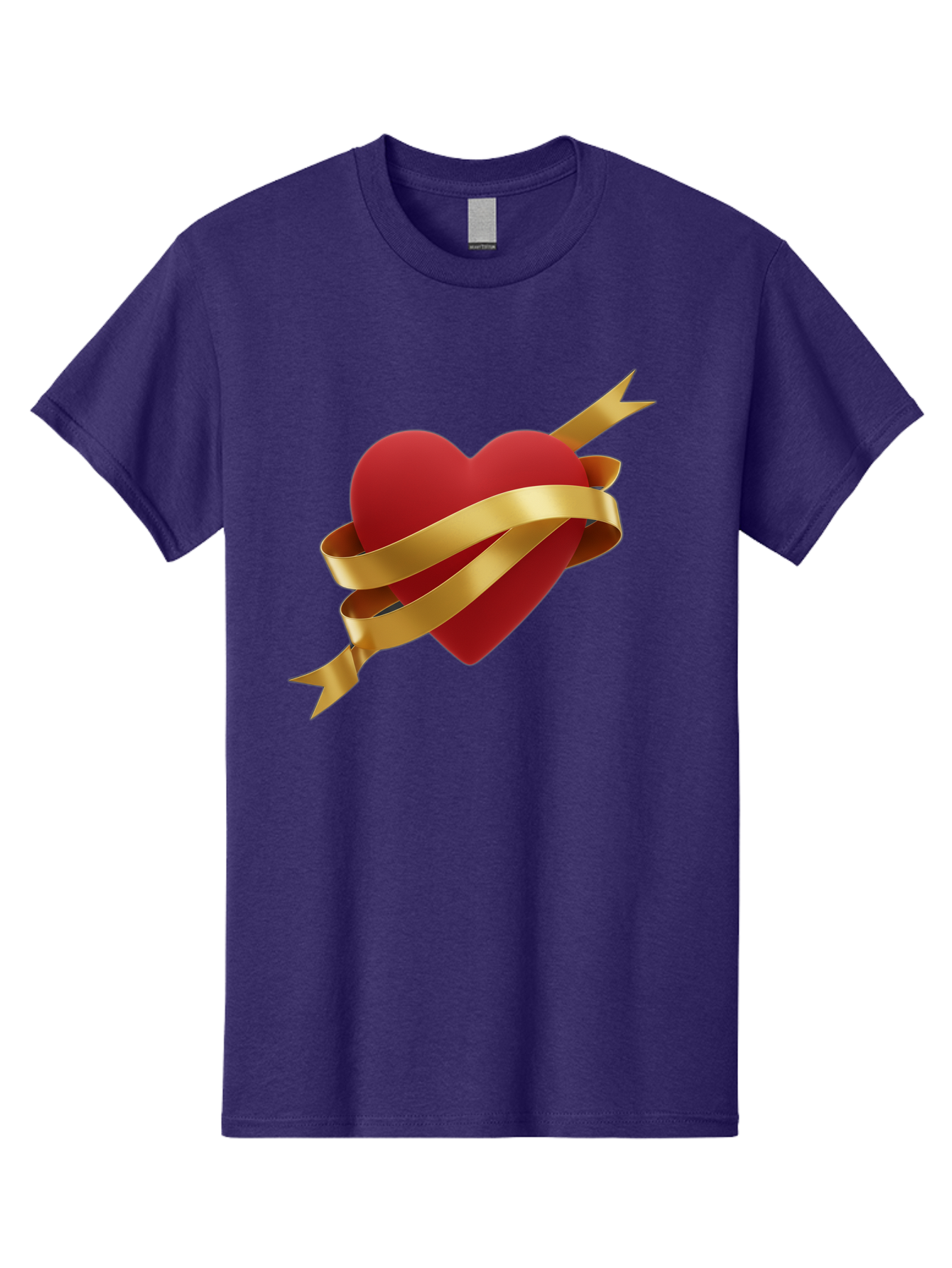Heart-With-Ribbon-And-Arrow Men'S Graphic Tee, 100% Cotton, Comfortable Casual Summer Wear, Machine Washable, Red Heart, Gold Ribbon, Arrow Through Heart, Love Symbol, Valentines Day, Symbol Of Love, Heart With Ribbon Bae200