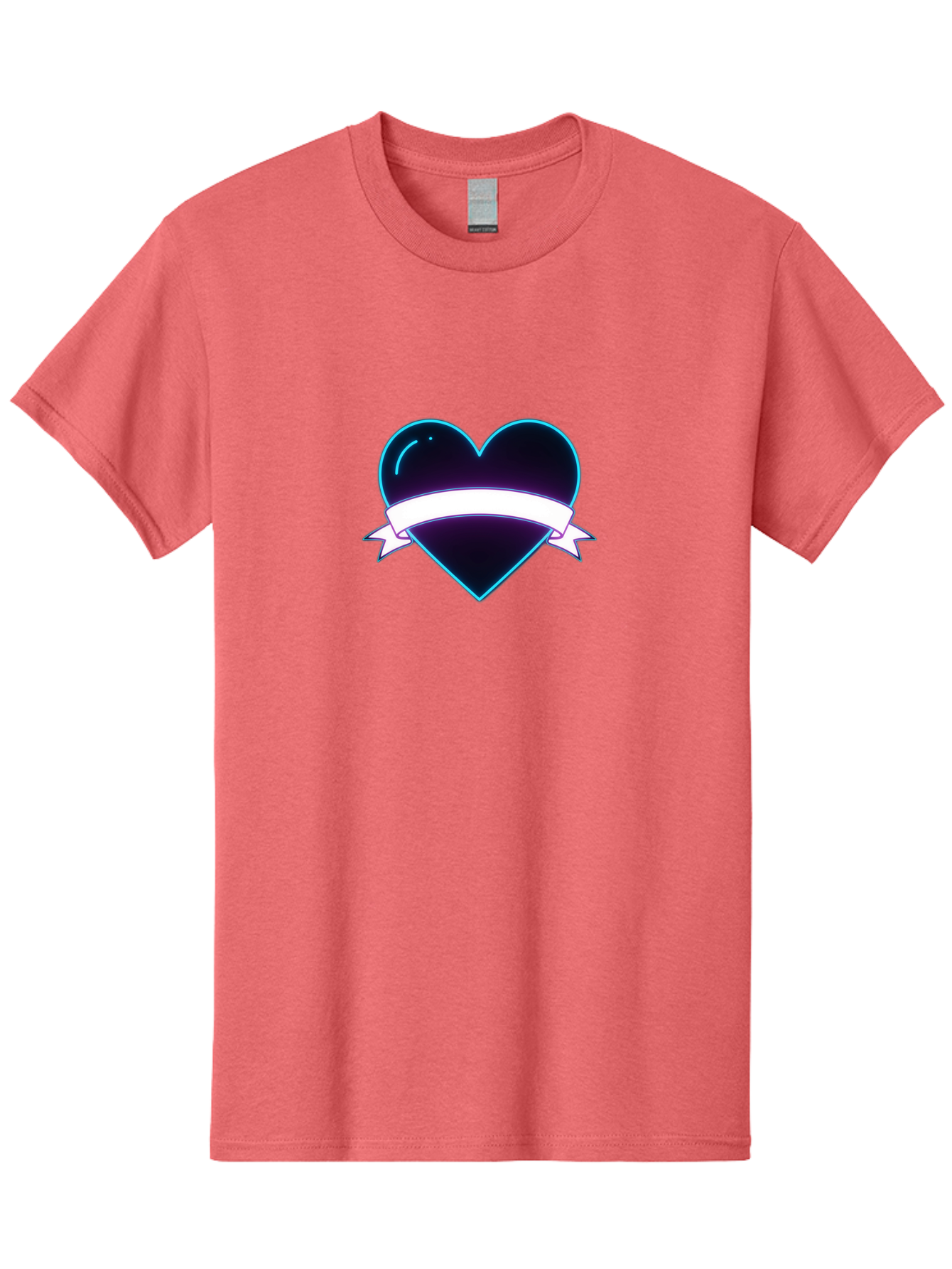 Heart-With-Ribbon Men'S Graphic Tee, 100% Cotton, Comfortable Casual Summer Wear, Machine Washable, Black Heart, White Ribbon, Love Symbol, Heart Icon, Graphic Design Element, Purple Sheen, Shiny Heart, Valentine Symbol Bae201