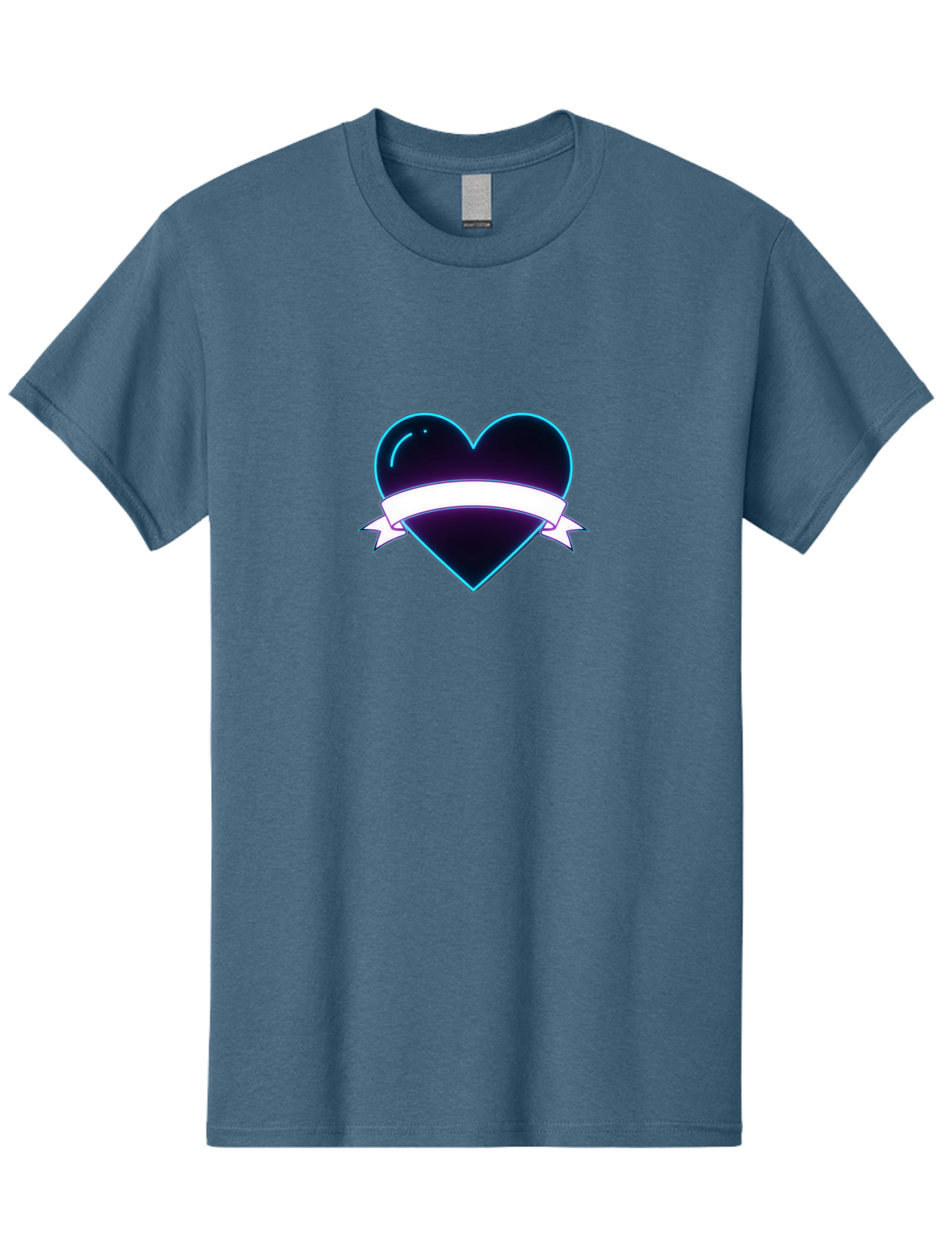 Heart-With-Ribbon Men'S Graphic Tee, 100% Cotton, Comfortable Casual Summer Wear, Machine Washable, Black Heart, White Ribbon, Love Symbol, Heart Icon, Graphic Design Element, Purple Sheen, Shiny Heart, Valentine Symbol Bae201