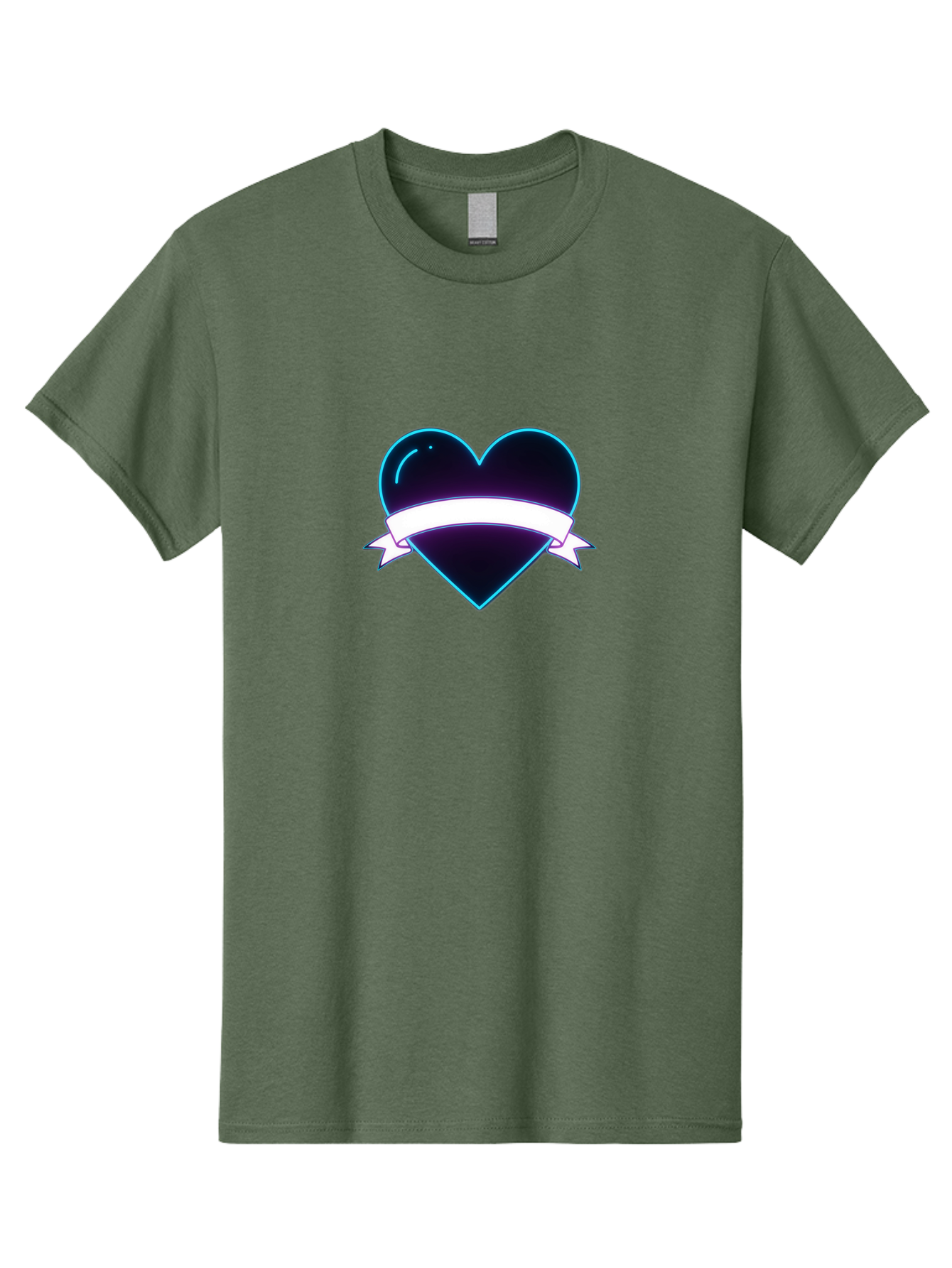 Heart-With-Ribbon Men'S Graphic Tee, 100% Cotton, Comfortable Casual Summer Wear, Machine Washable, Black Heart, White Ribbon, Love Symbol, Heart Icon, Graphic Design Element, Purple Sheen, Shiny Heart, Valentine Symbol Bae201