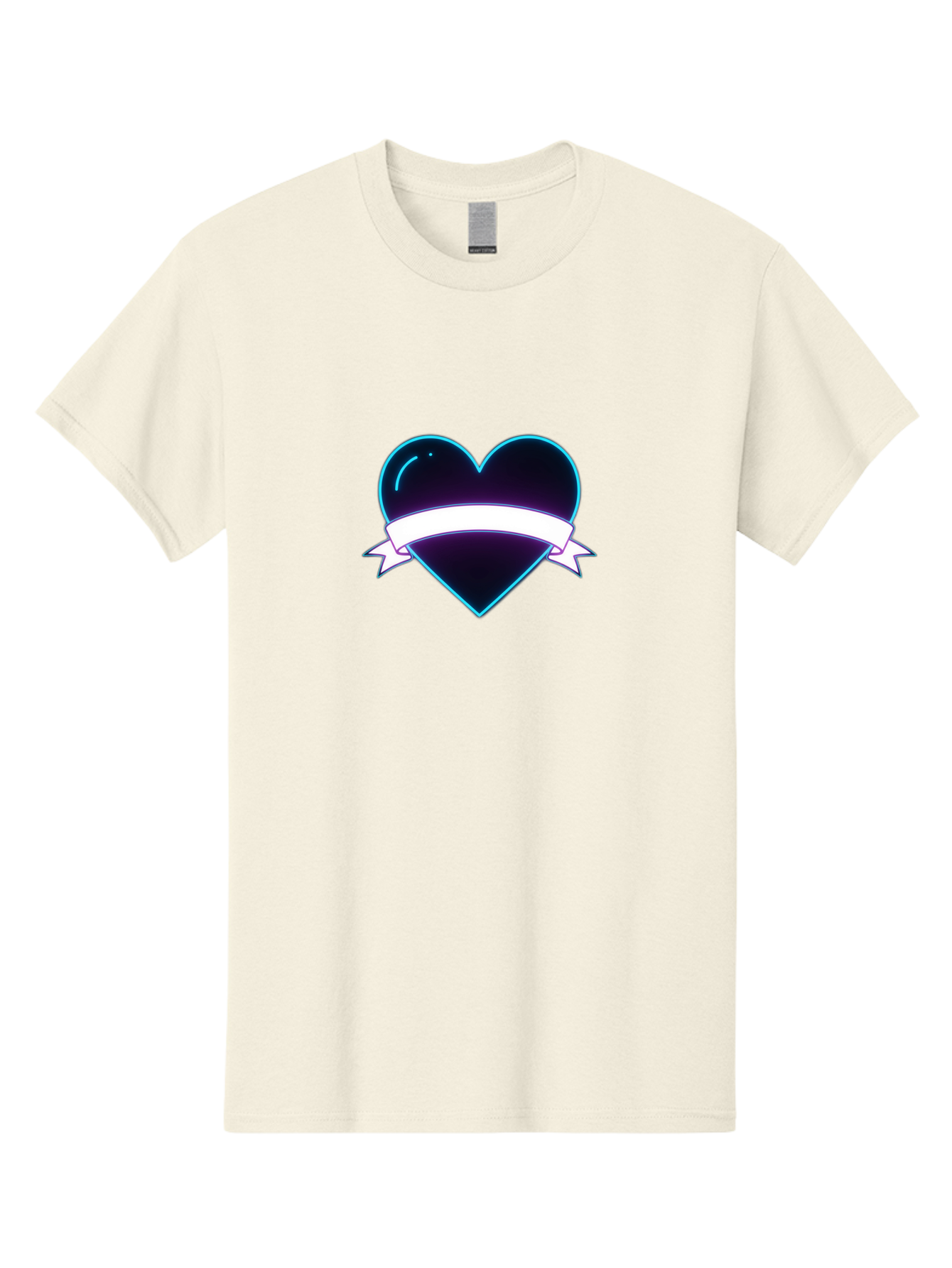 Heart-With-Ribbon Men'S Graphic Tee, 100% Cotton, Comfortable Casual Summer Wear, Machine Washable, Black Heart, White Ribbon, Love Symbol, Heart Icon, Graphic Design Element, Purple Sheen, Shiny Heart, Valentine Symbol Bae201