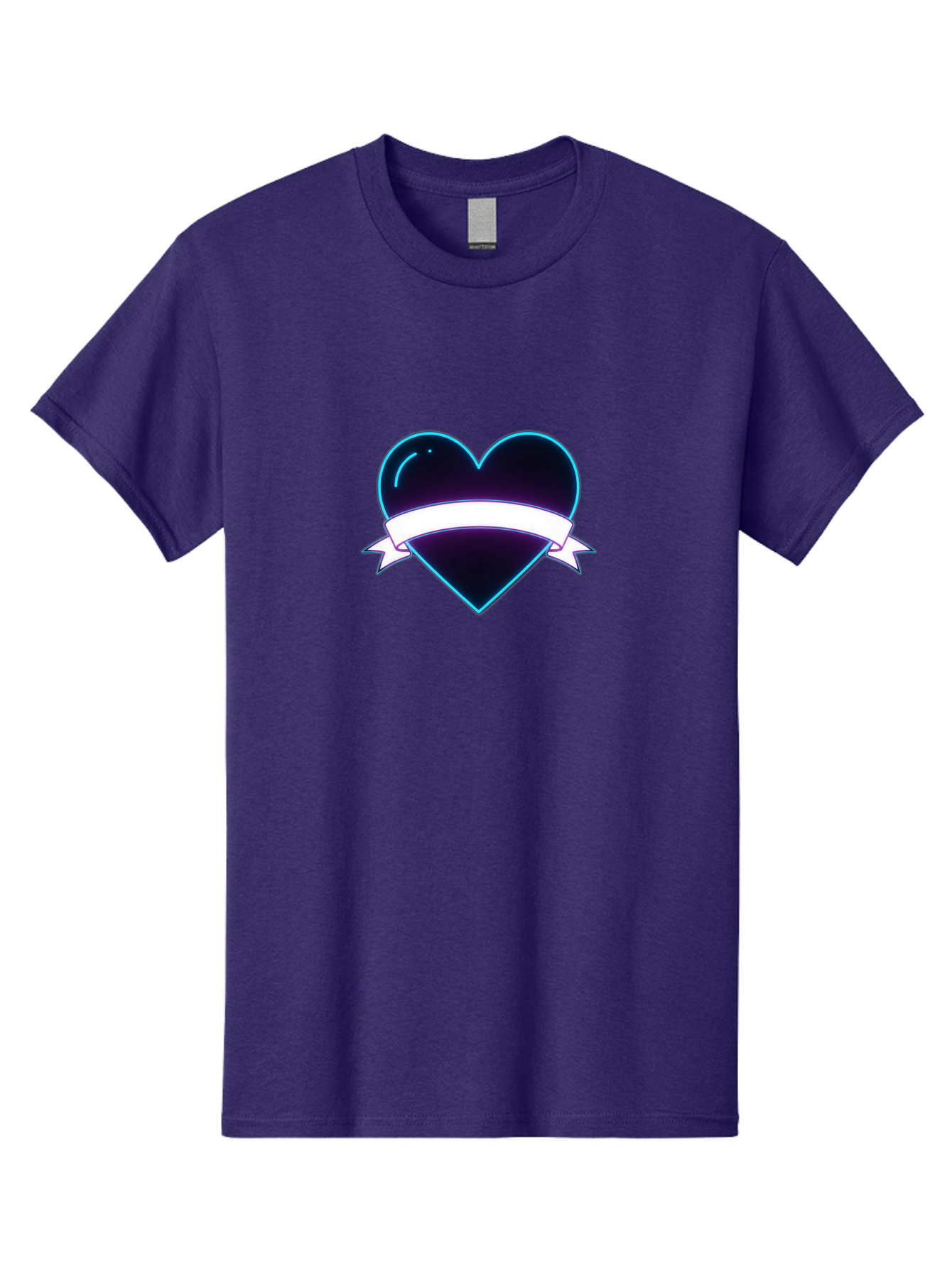Heart-With-Ribbon Men'S Graphic Tee, 100% Cotton, Comfortable Casual Summer Wear, Machine Washable, Black Heart, White Ribbon, Love Symbol, Heart Icon, Graphic Design Element, Purple Sheen, Shiny Heart, Valentine Symbol Bae201