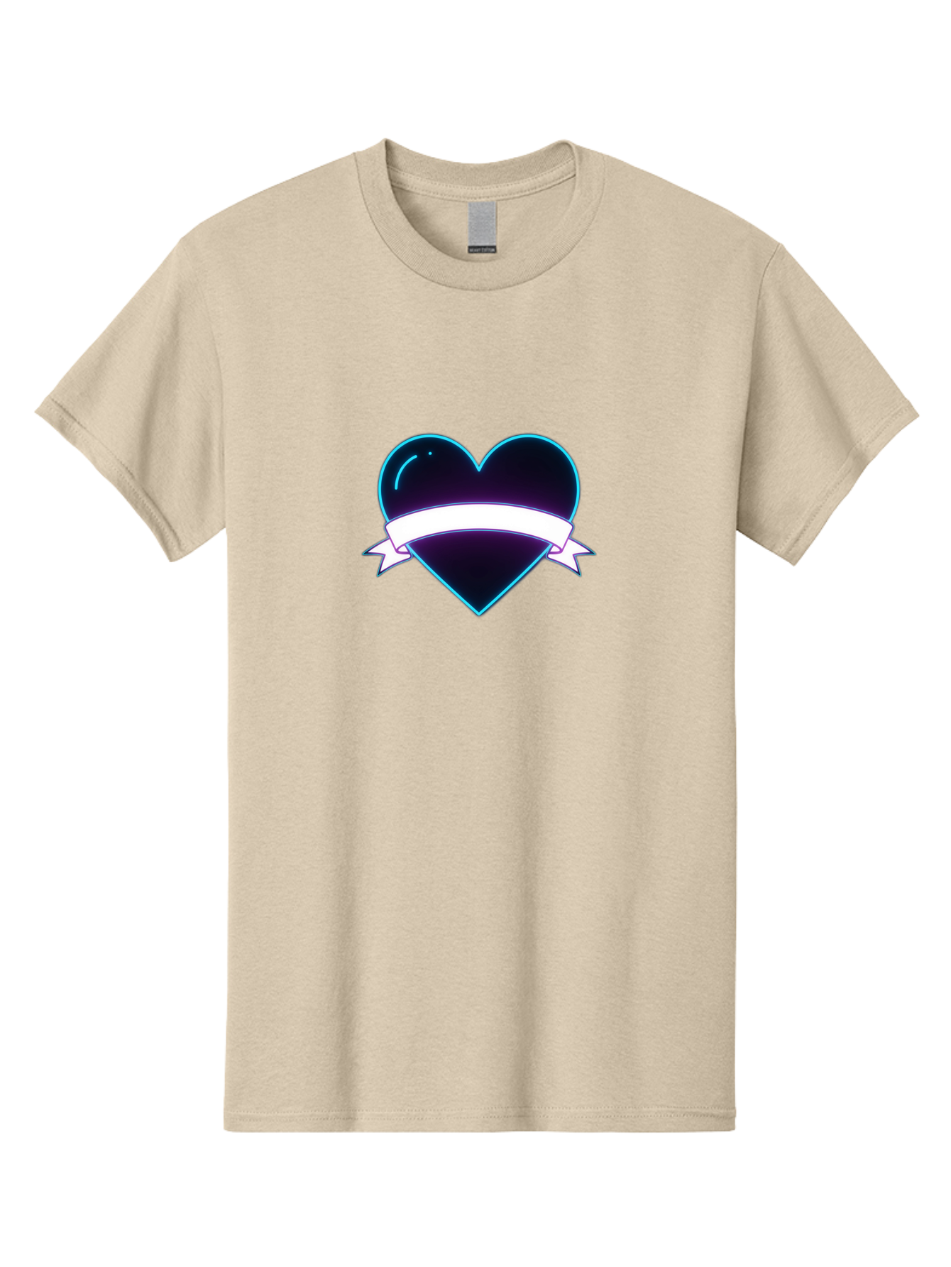 Heart-With-Ribbon Men'S Graphic Tee, 100% Cotton, Comfortable Casual Summer Wear, Machine Washable, Black Heart, White Ribbon, Love Symbol, Heart Icon, Graphic Design Element, Purple Sheen, Shiny Heart, Valentine Symbol Bae201