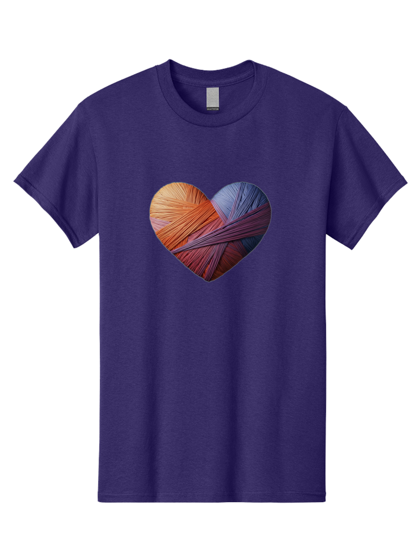 Heart Men'S Graphic Tee, 100% Cotton, Comfortable Casual Summer Wear, Machine Washable, Heart-Shaped Twine, Colorful Threads, Vibrant Colors, Twine Art, Heart Design, Handmade Craft, Creative Expression, Artistic, Yarn, Knitting Bae202