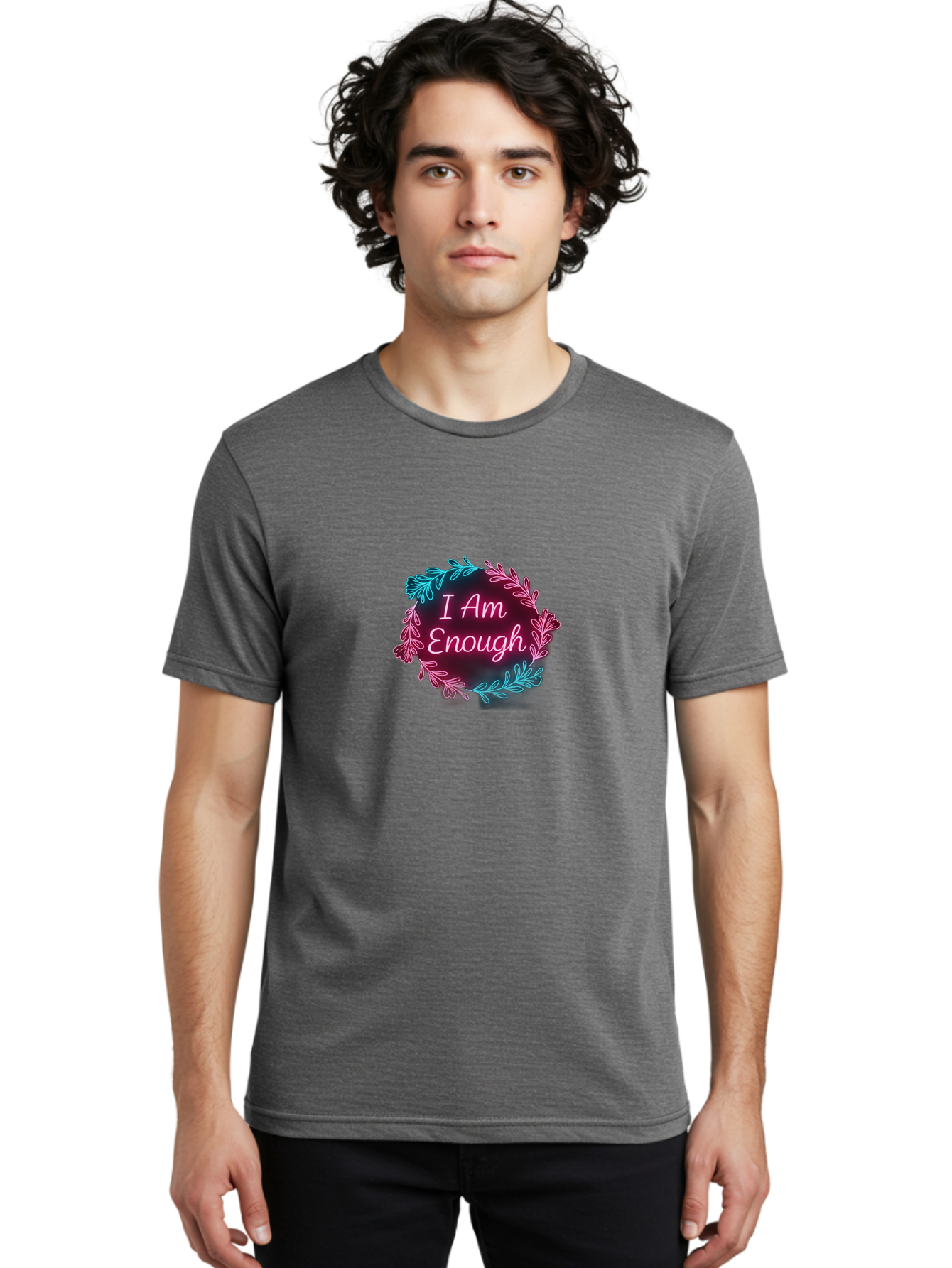 I-Am-Enough-2 Men'S Graphic Tee, 100% Cotton, Comfortable Casual Summer Wear, Machine Washable, Empowerment Message, Motivational Quote, Self Love, Personal Growth, Positive Affirmation, Inspirational Words, Mental Wellness, I Am Enough Bae206
